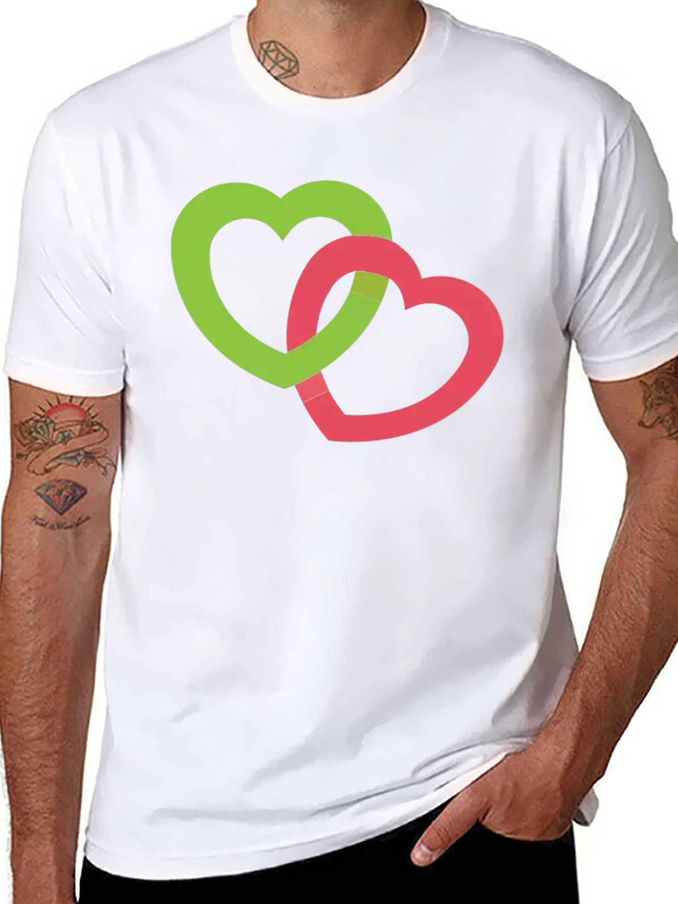 Interlocking Hearts Graphic Tee - Black