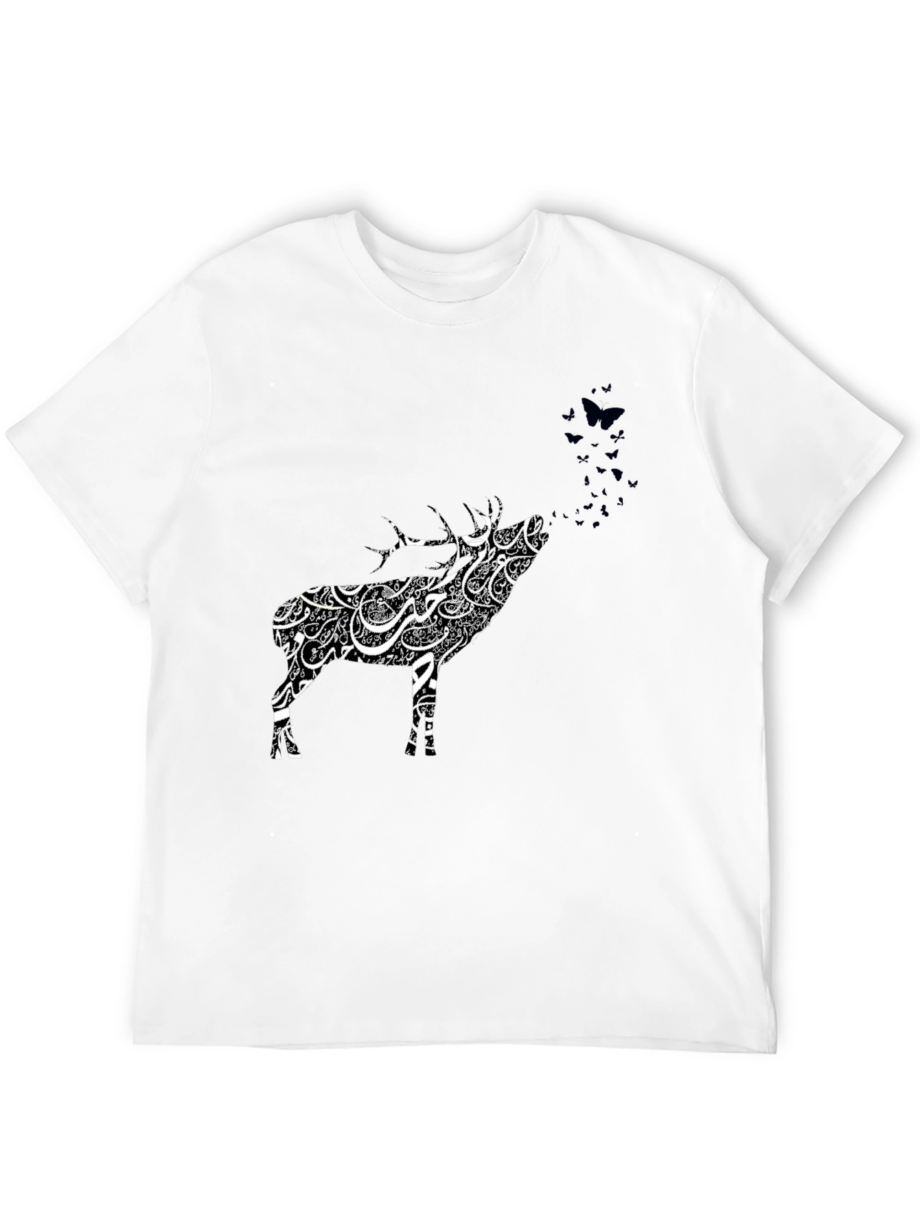 Deer Art Graphic Tee - Black