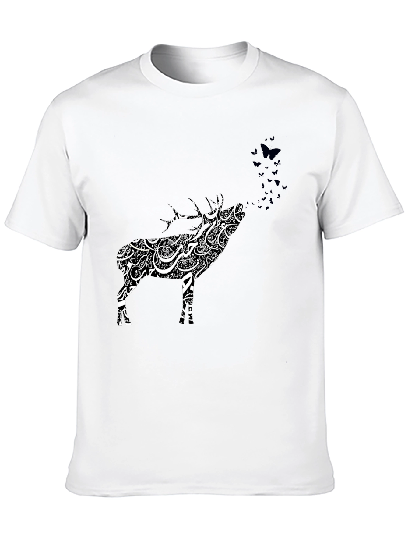 Deer Art Graphic Tee - Black