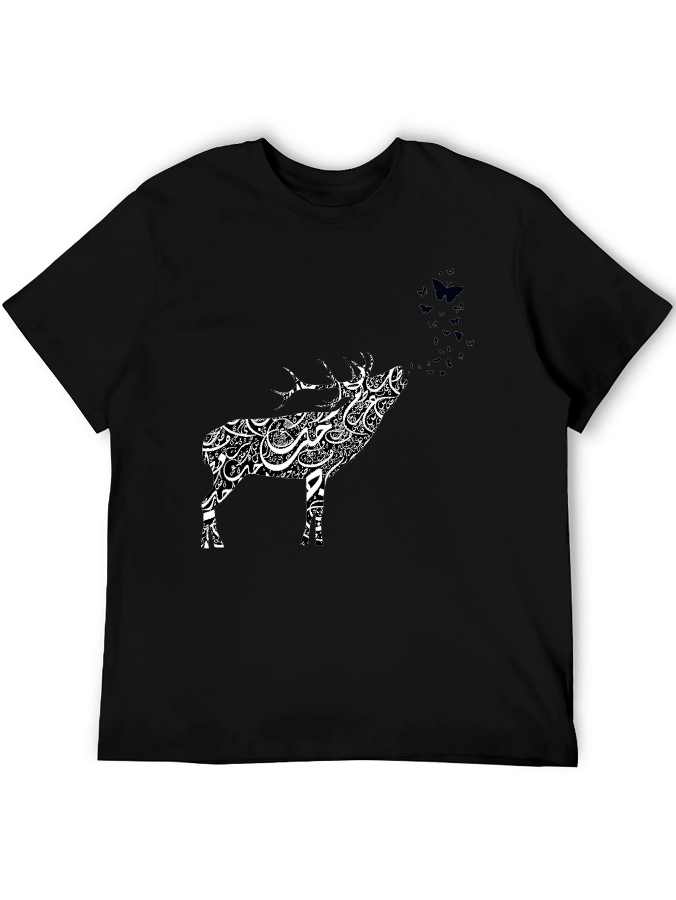 Deer Art Graphic Tee - Black