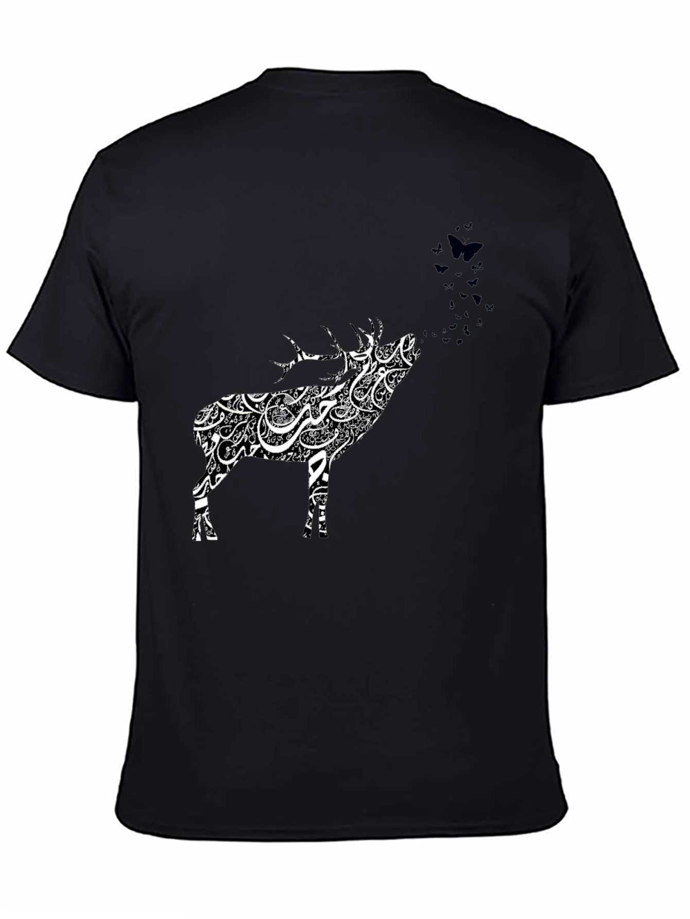 Deer Art Graphic Tee - Black