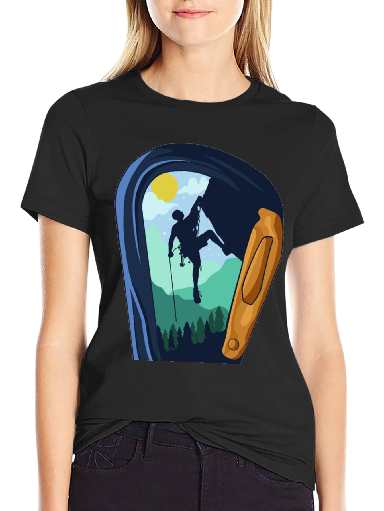 Climbing Carabiner T-Shirt - Mountain Adventure