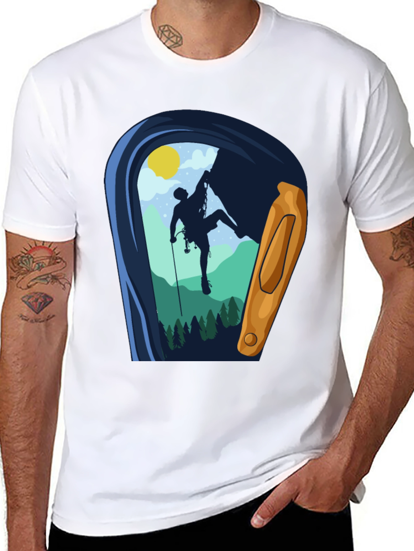 Climbing Carabiner T-Shirt - Mountain Adventure