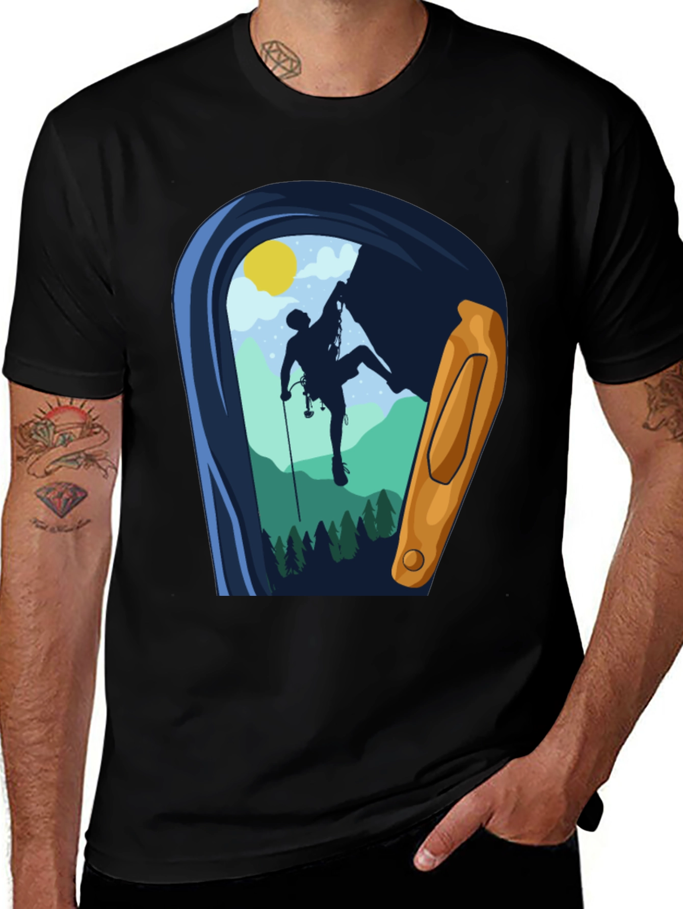 Climbing Carabiner T-Shirt - Mountain Adventure