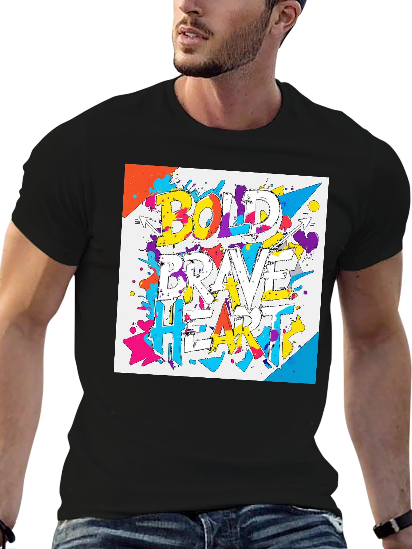 Bold Brave Heart Graphic T-Shirt - Black
