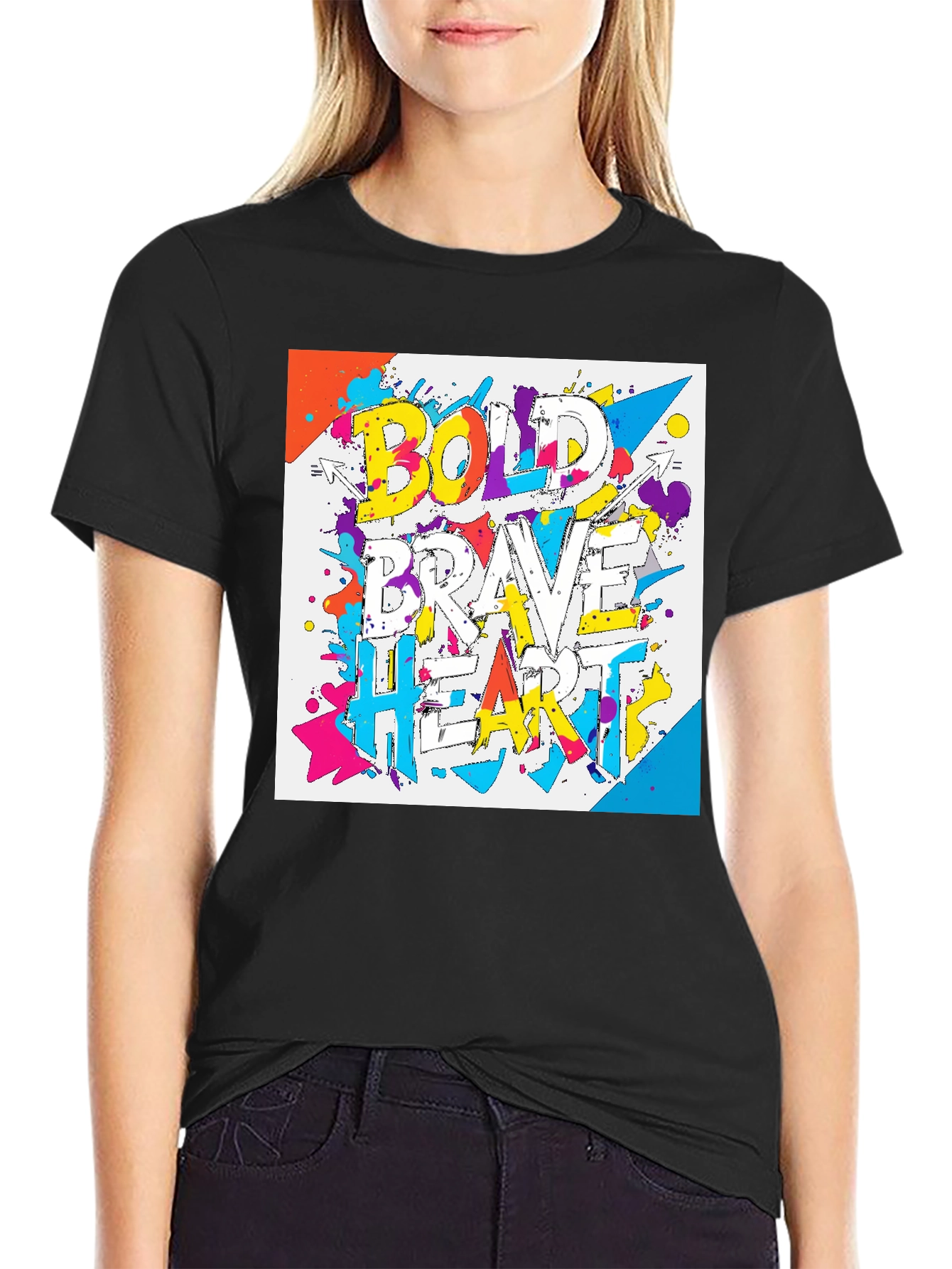 Bold Brave Heart Graphic T-Shirt - Black