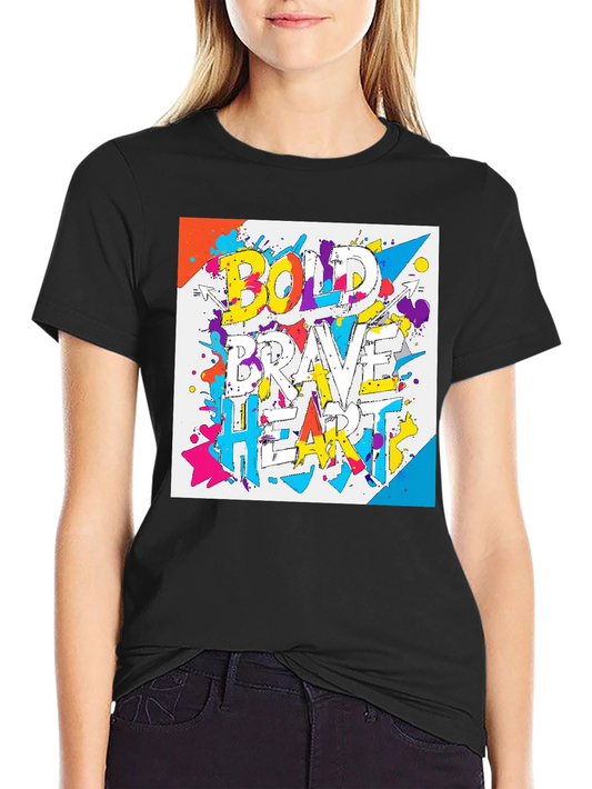 Bold Brave Heart Graphic T-Shirt - Black
