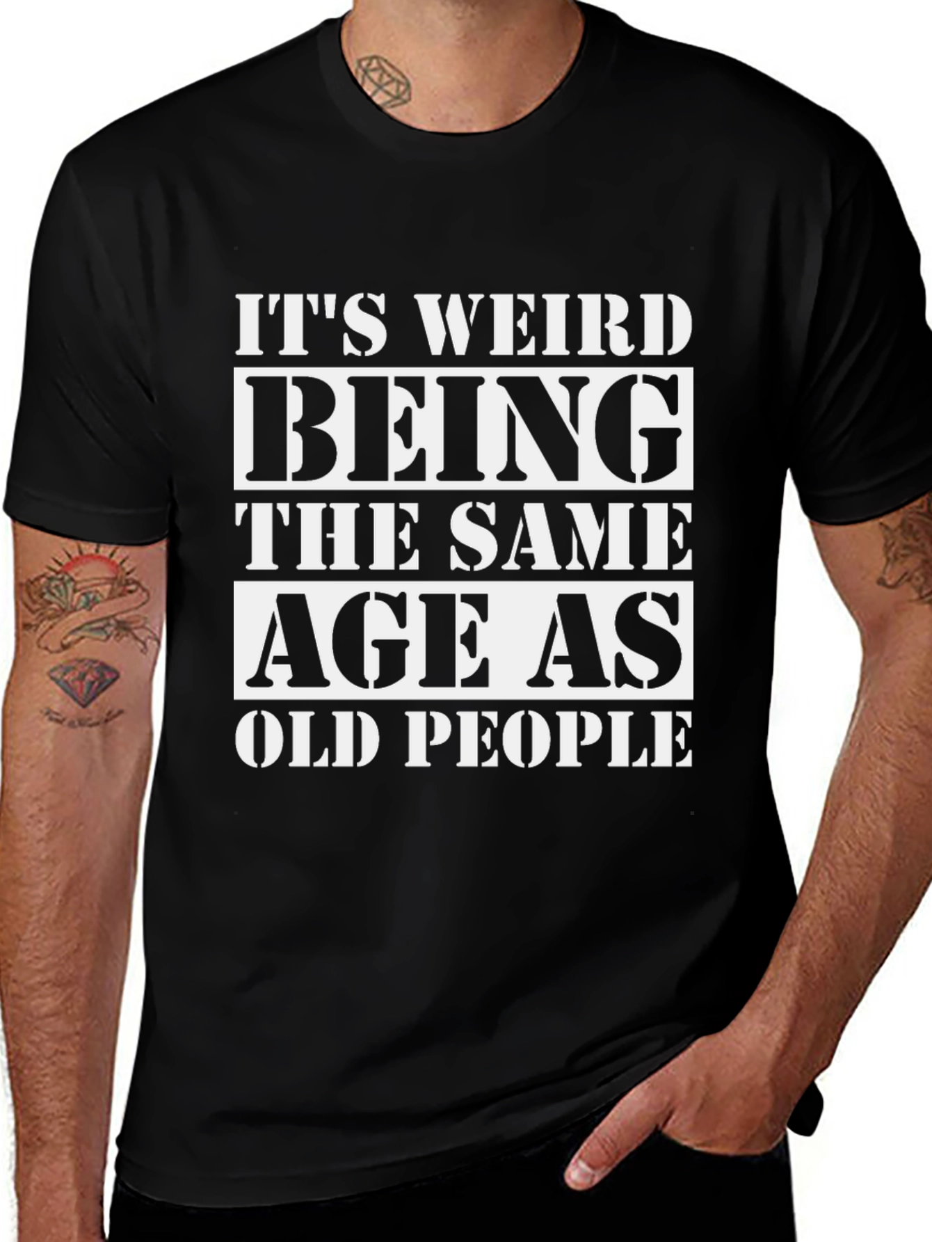 Funny Same Age As Old People Black T-Shirt