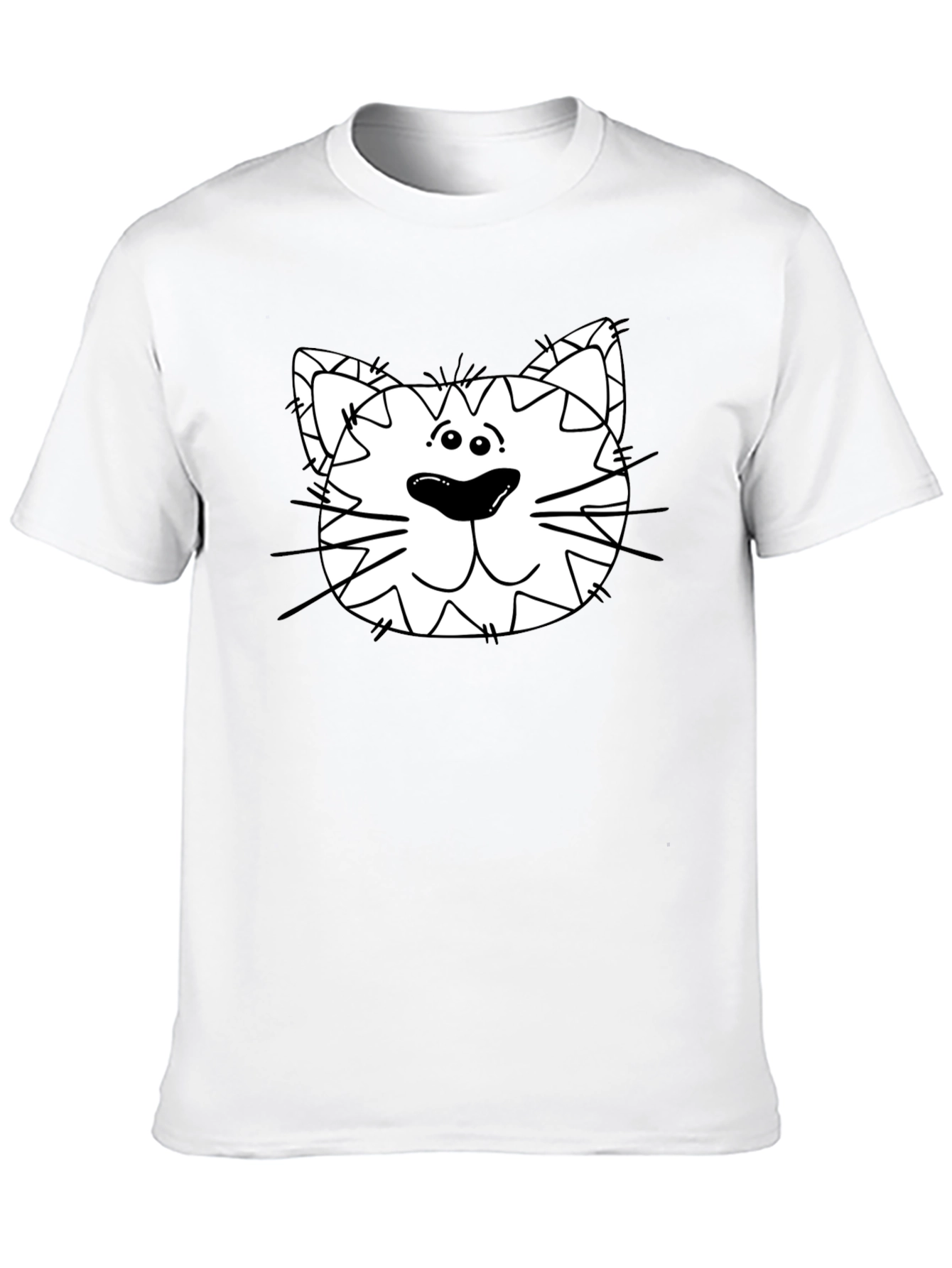 Cat Face Graphic Black T-Shirt - Mens Fashion