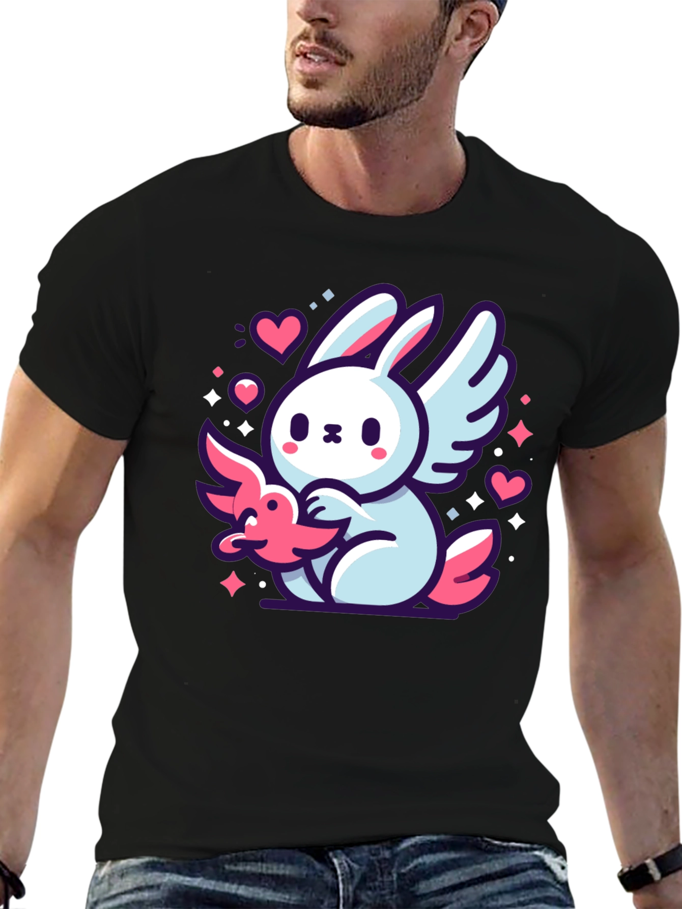 Cute Bunny Angel Graphic T-Shirt