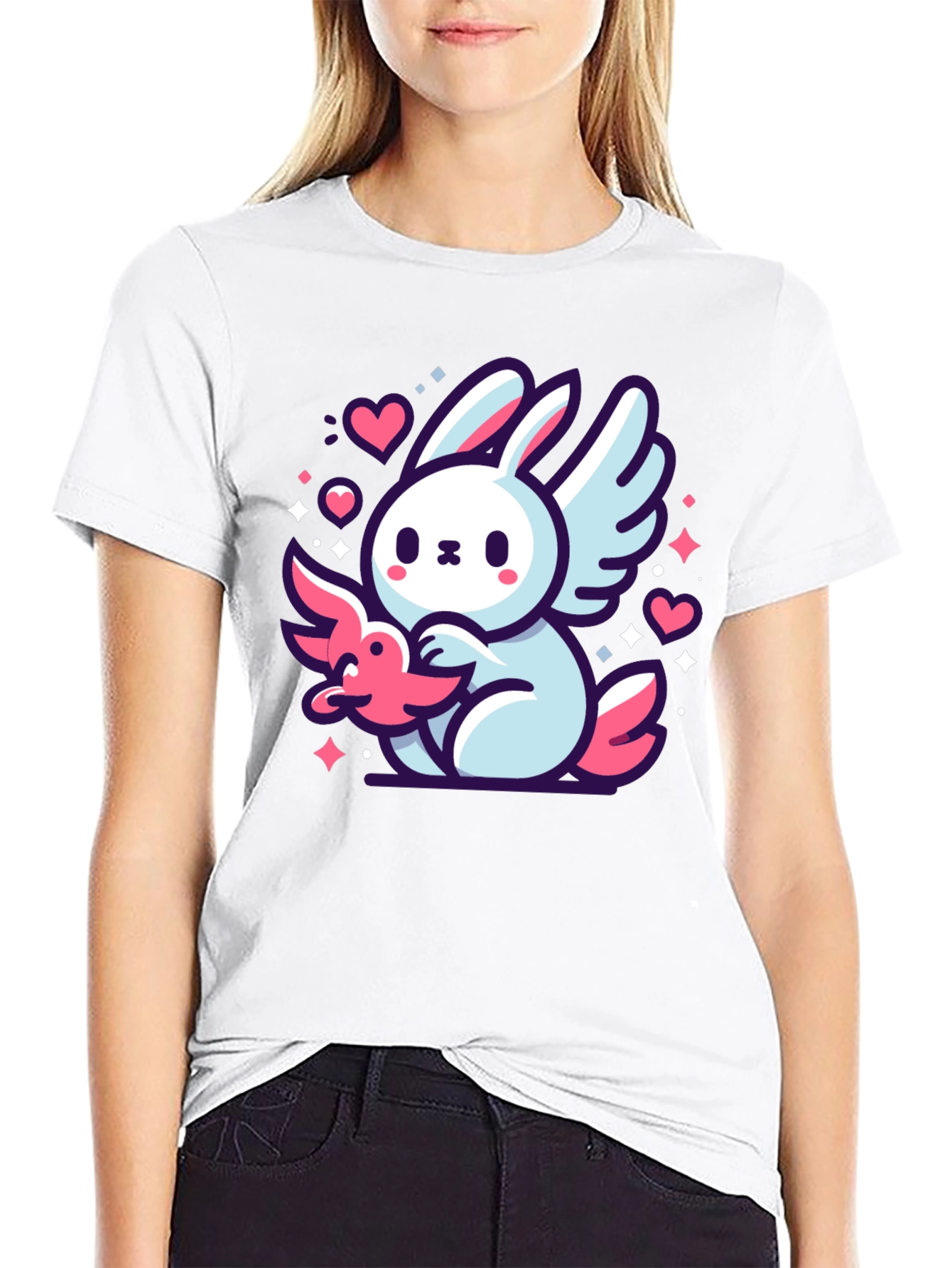 Cute Bunny Angel Graphic T-Shirt