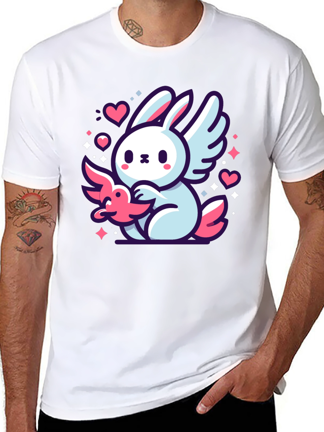 Cute Bunny Angel Graphic T-Shirt