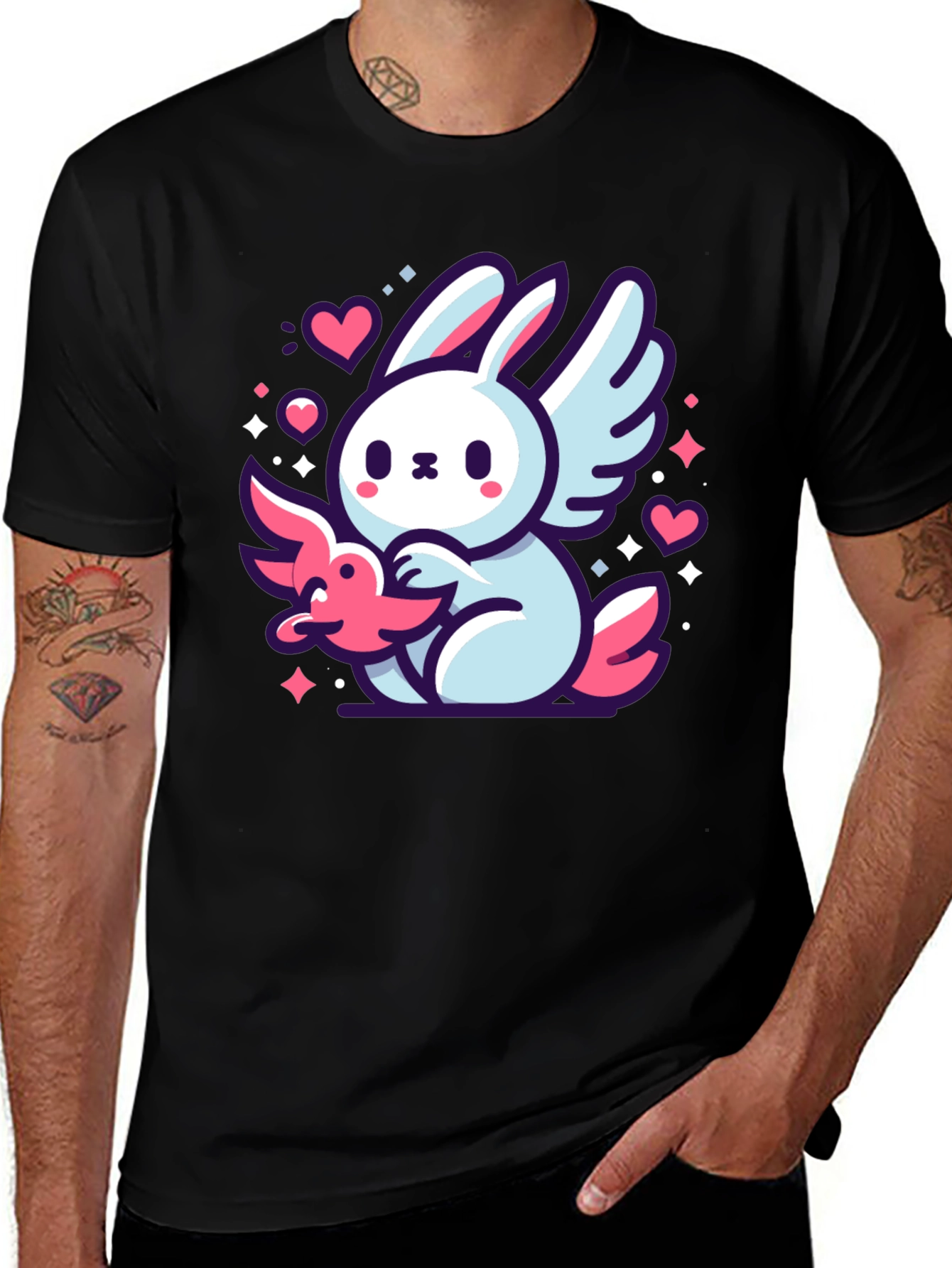 Cute Bunny Angel Graphic T-Shirt