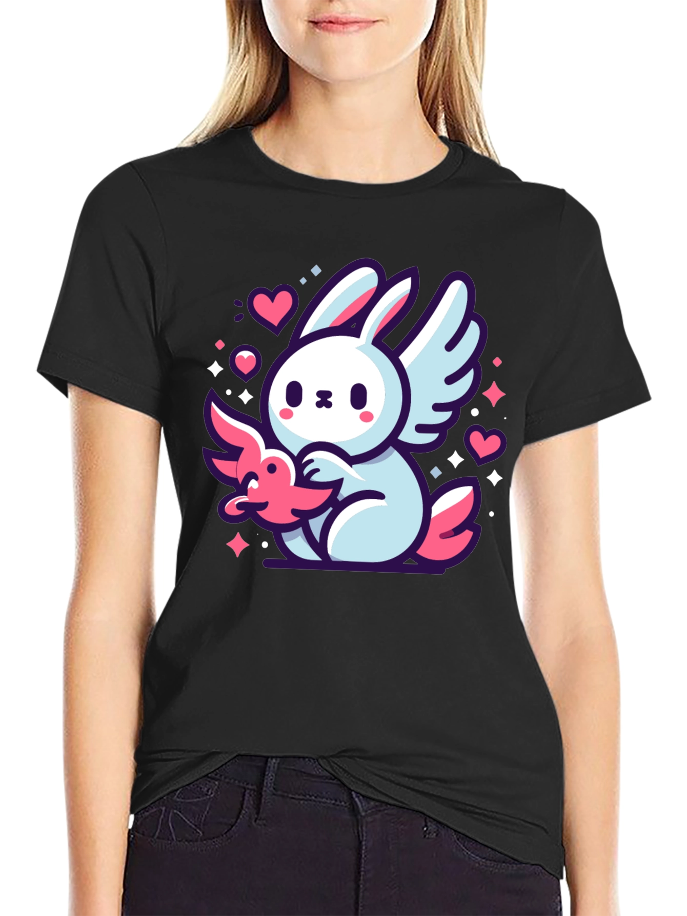 Cute Bunny Angel Graphic T-Shirt