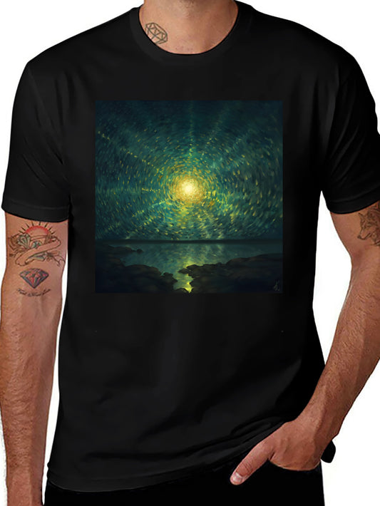 Abstract Starry Night T-Shirt - Black