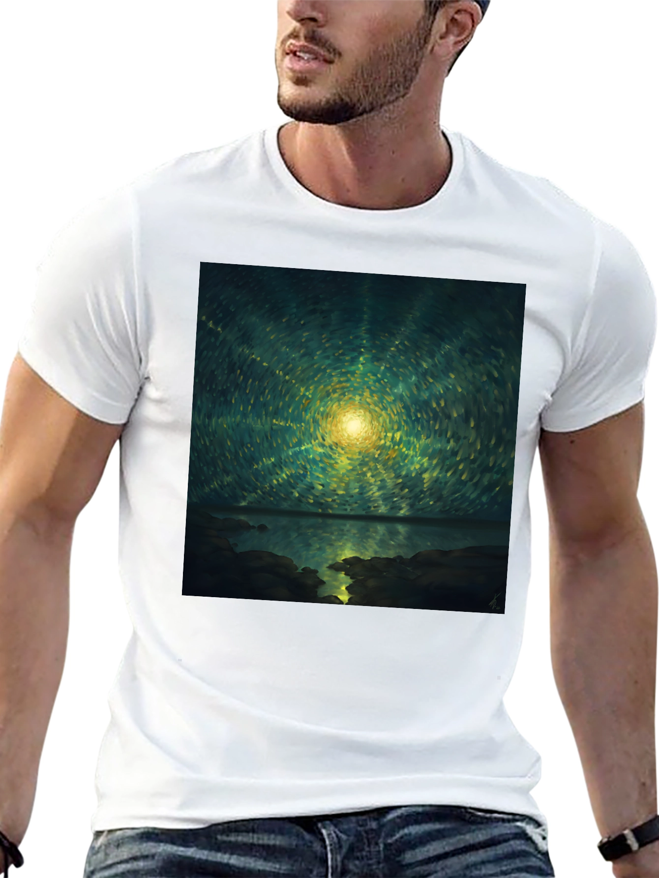 Abstract Starry Night T-Shirt - Black