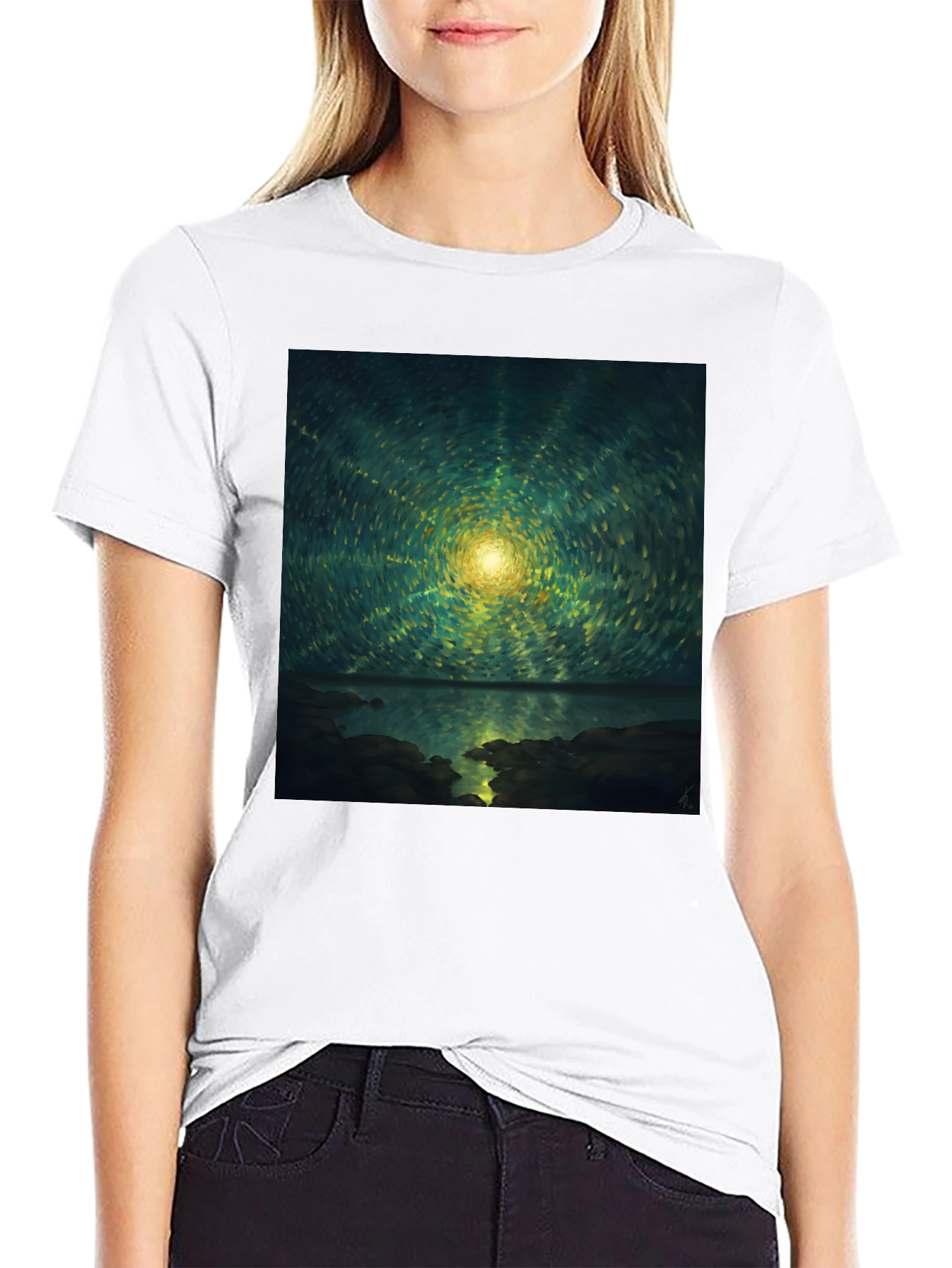 Abstract Starry Night T-Shirt - Black