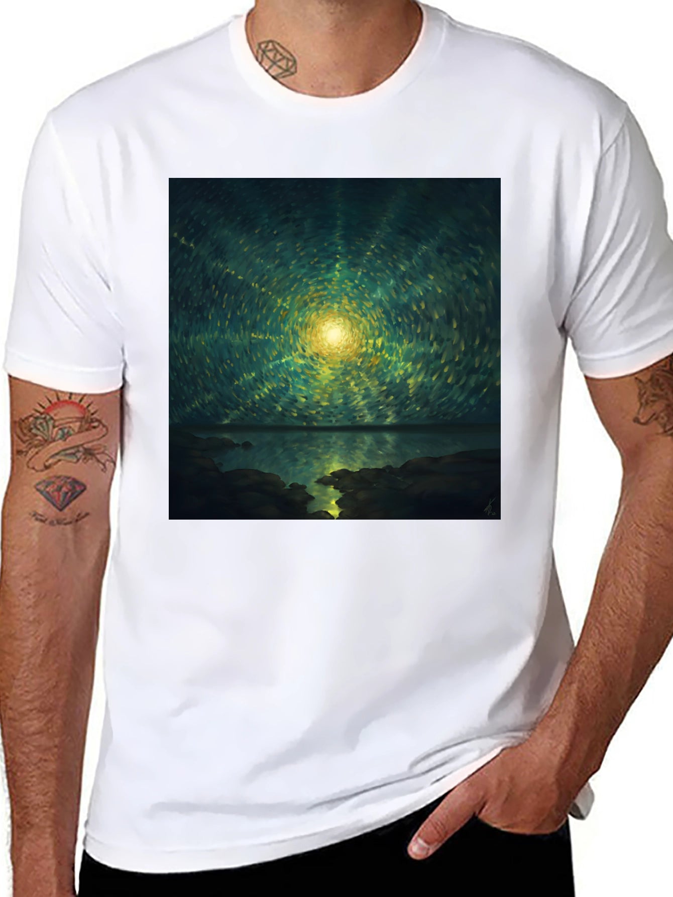 Abstract Starry Night T-Shirt - Black