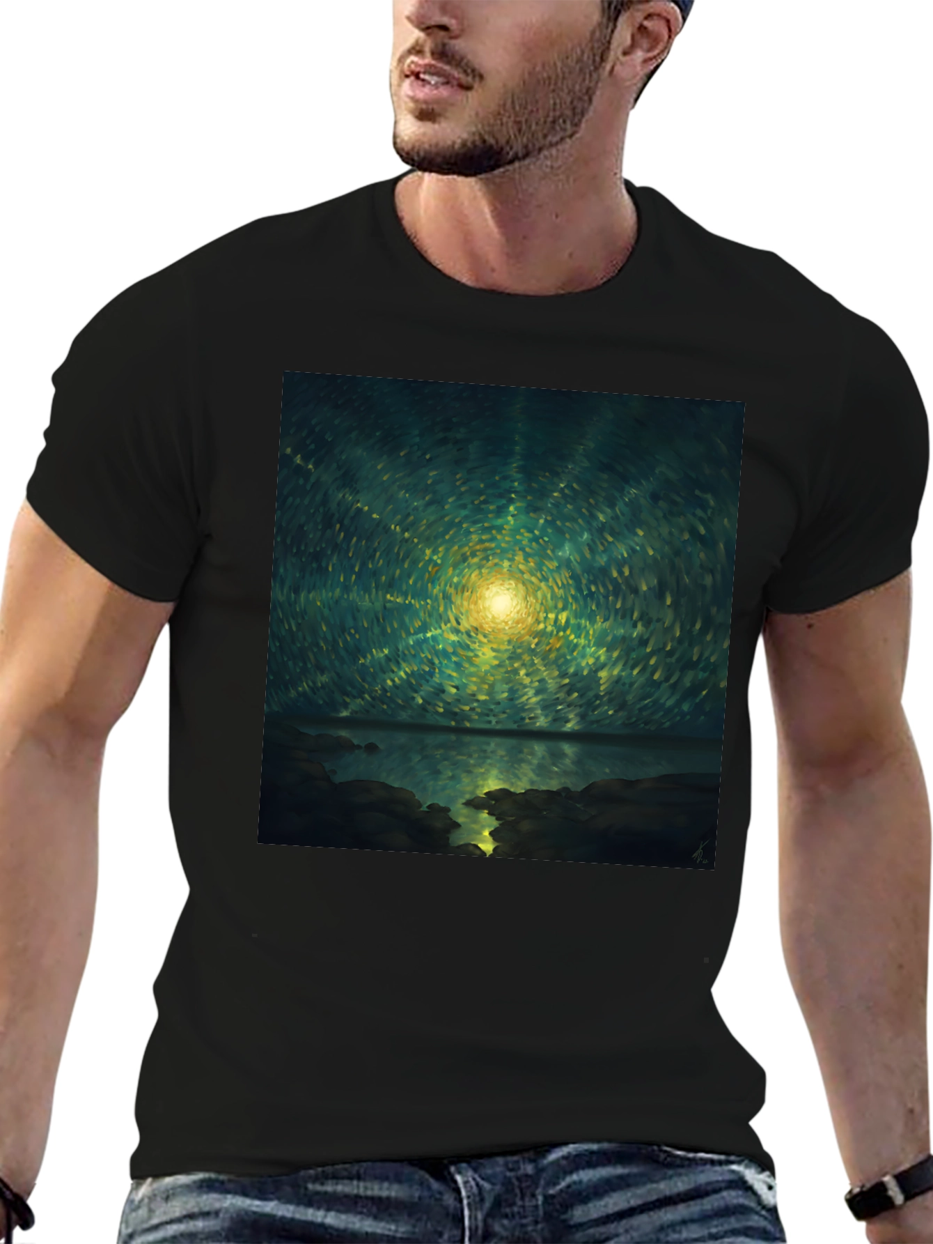 Abstract Starry Night T-Shirt - Black