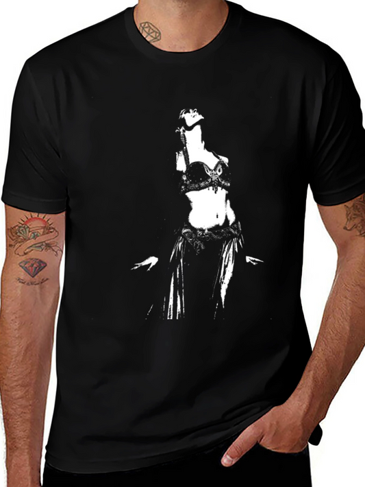 Black T-Shirt with Dancing Woman Graphic