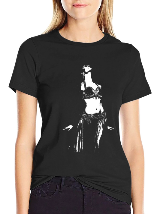 Black T-Shirt with Dancing Woman Graphic