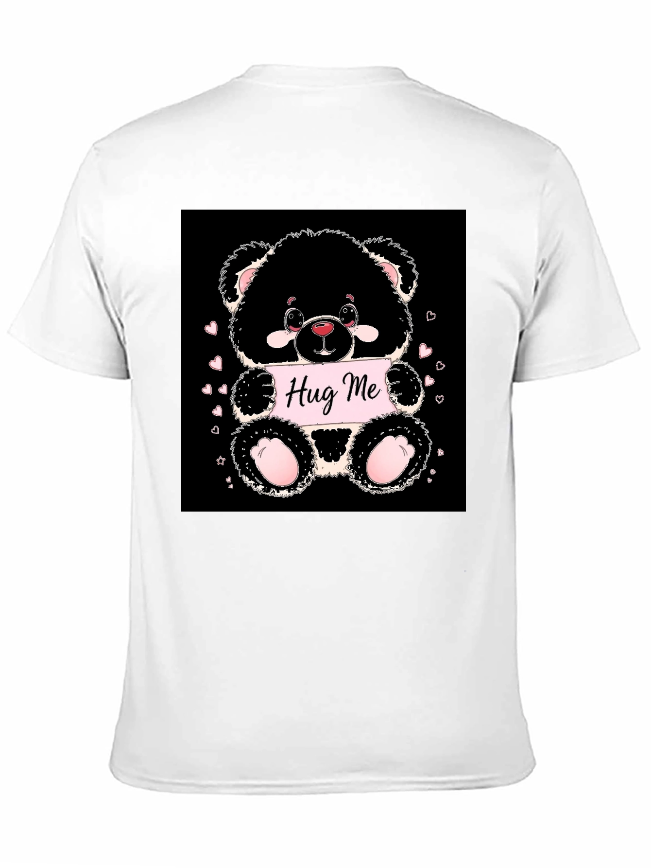Cute Bear Hug Me Black T-Shirt