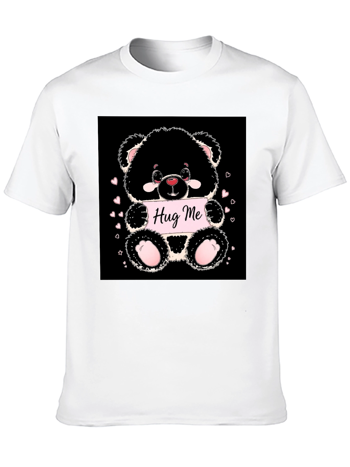 Cute Bear Hug Me Black T-Shirt