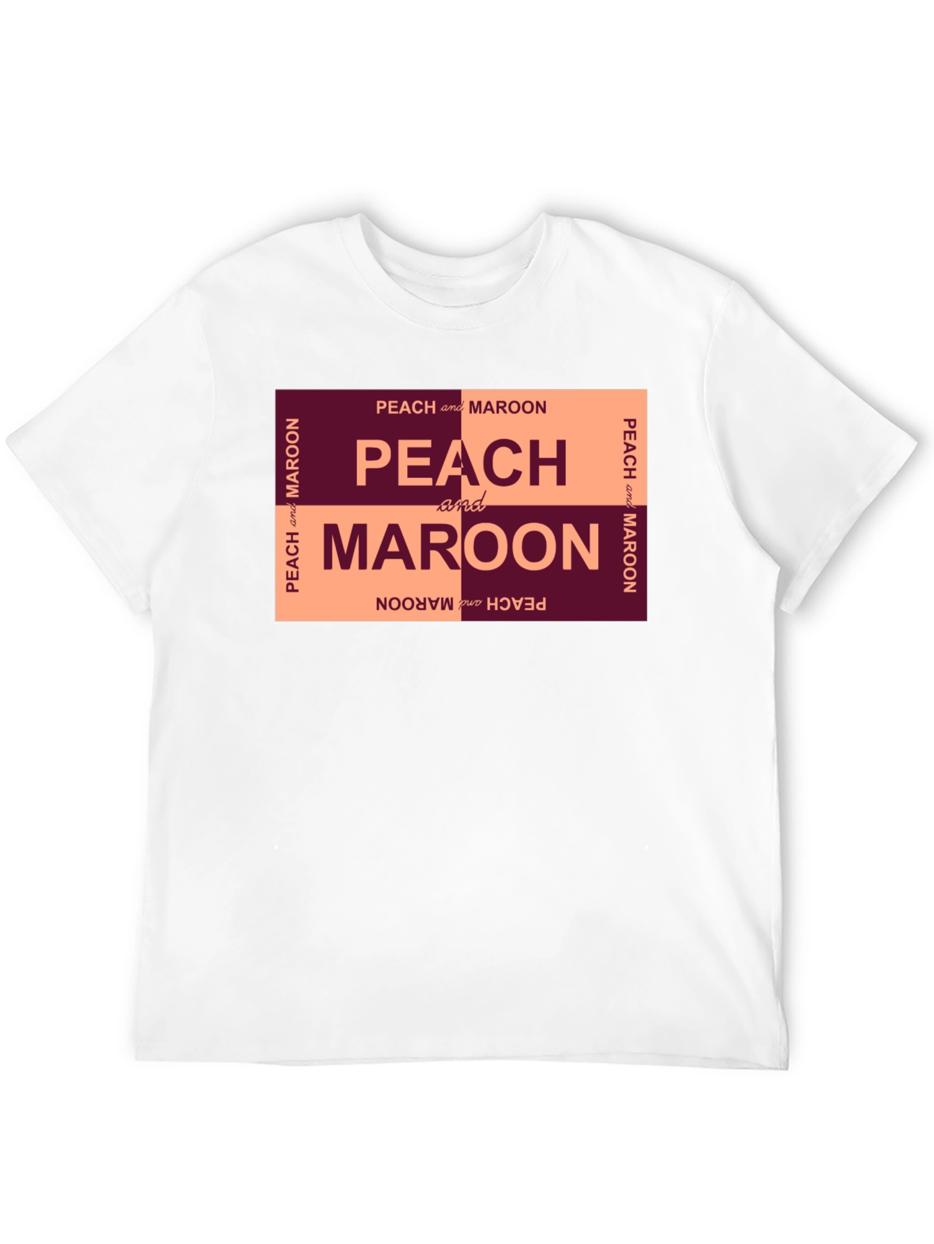 Peach and Maroon Graphic T-Shirt