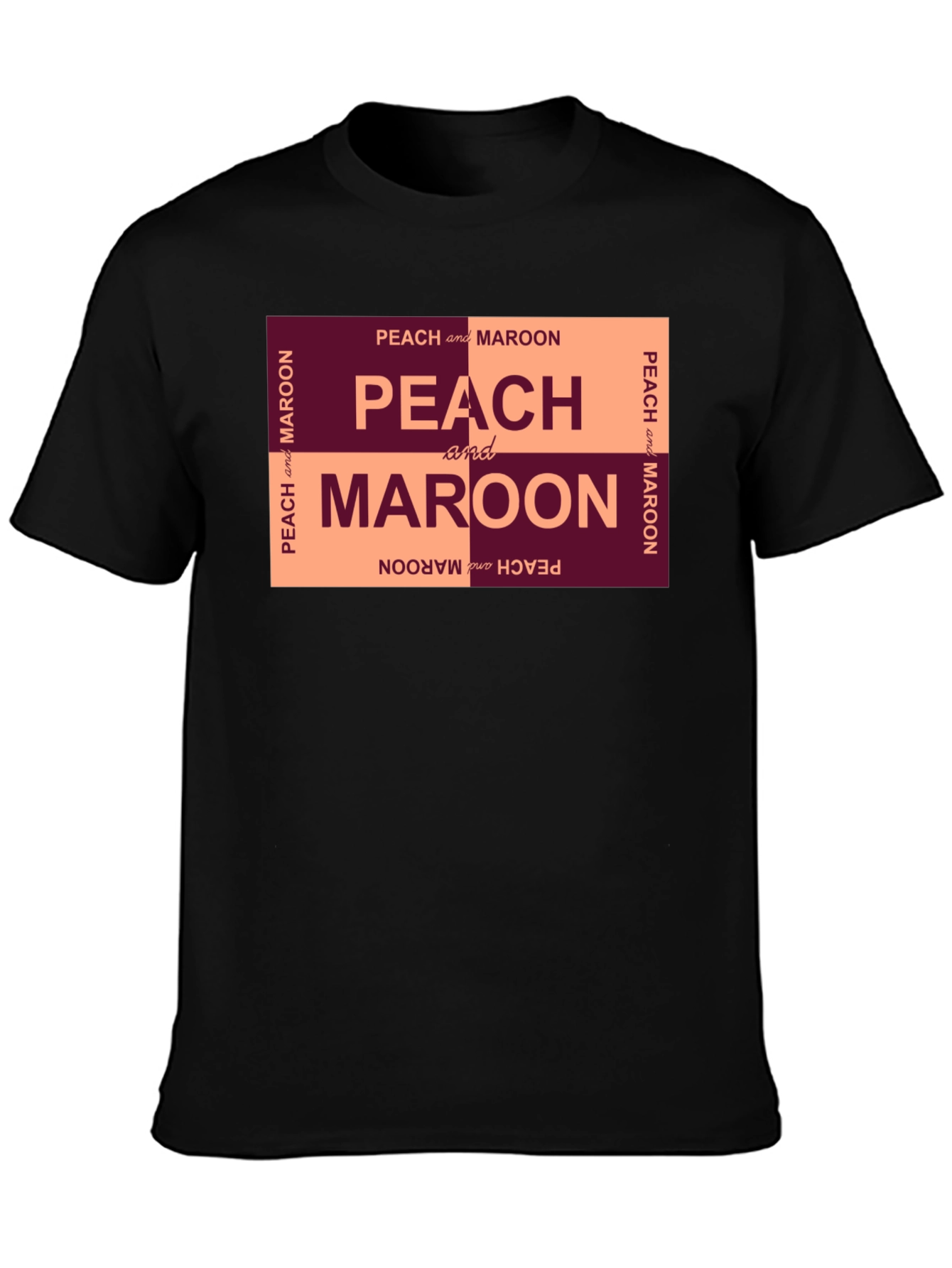 Peach and Maroon Graphic T-Shirt