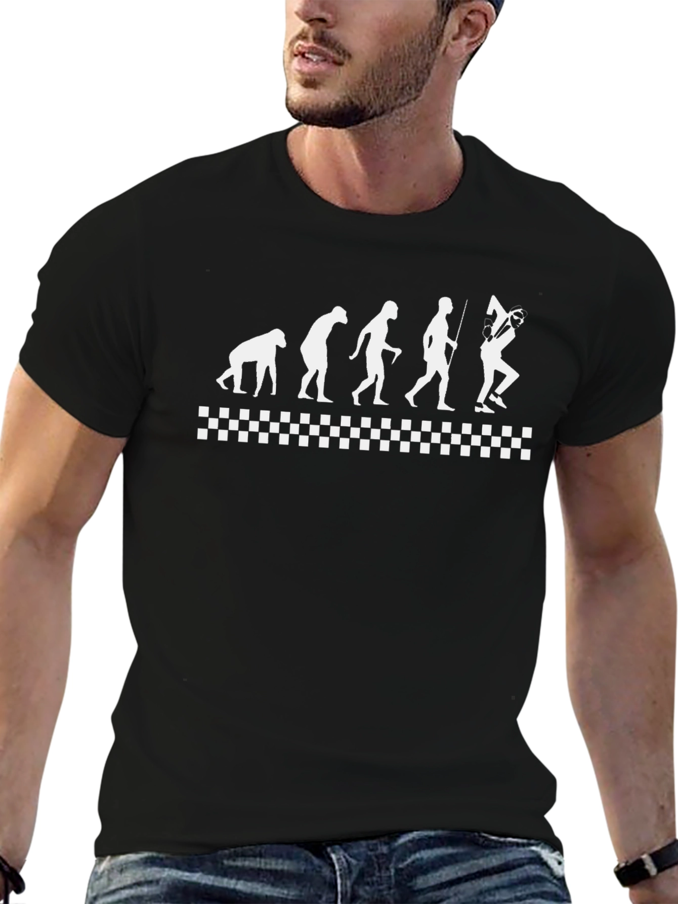 Evolution of the Hockey Player Black T-Shirt