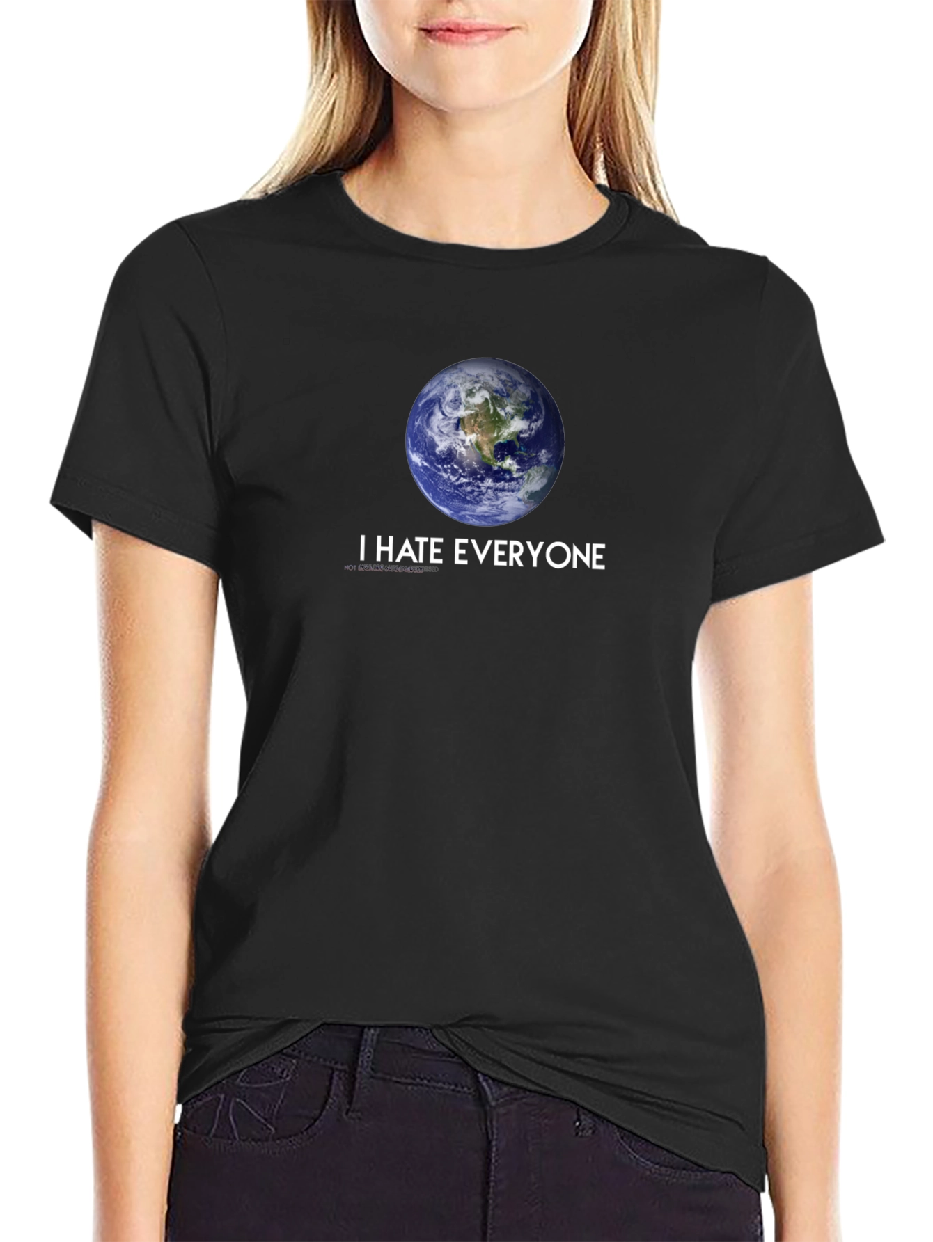 I HATE EVERYONE Earth Graphic Black T-Shirt