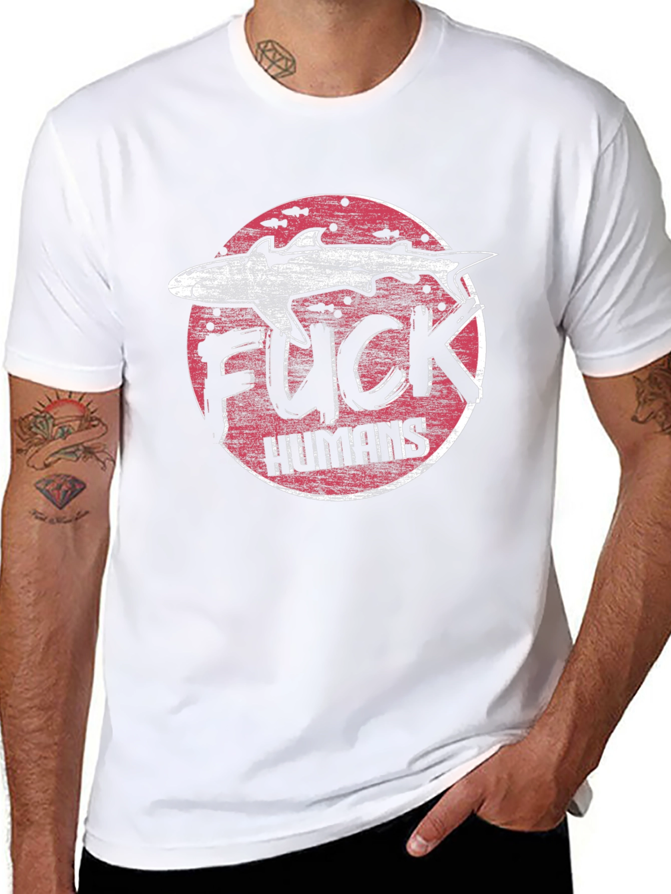 Shark Graphic T-Shirt - Anti-Human Design