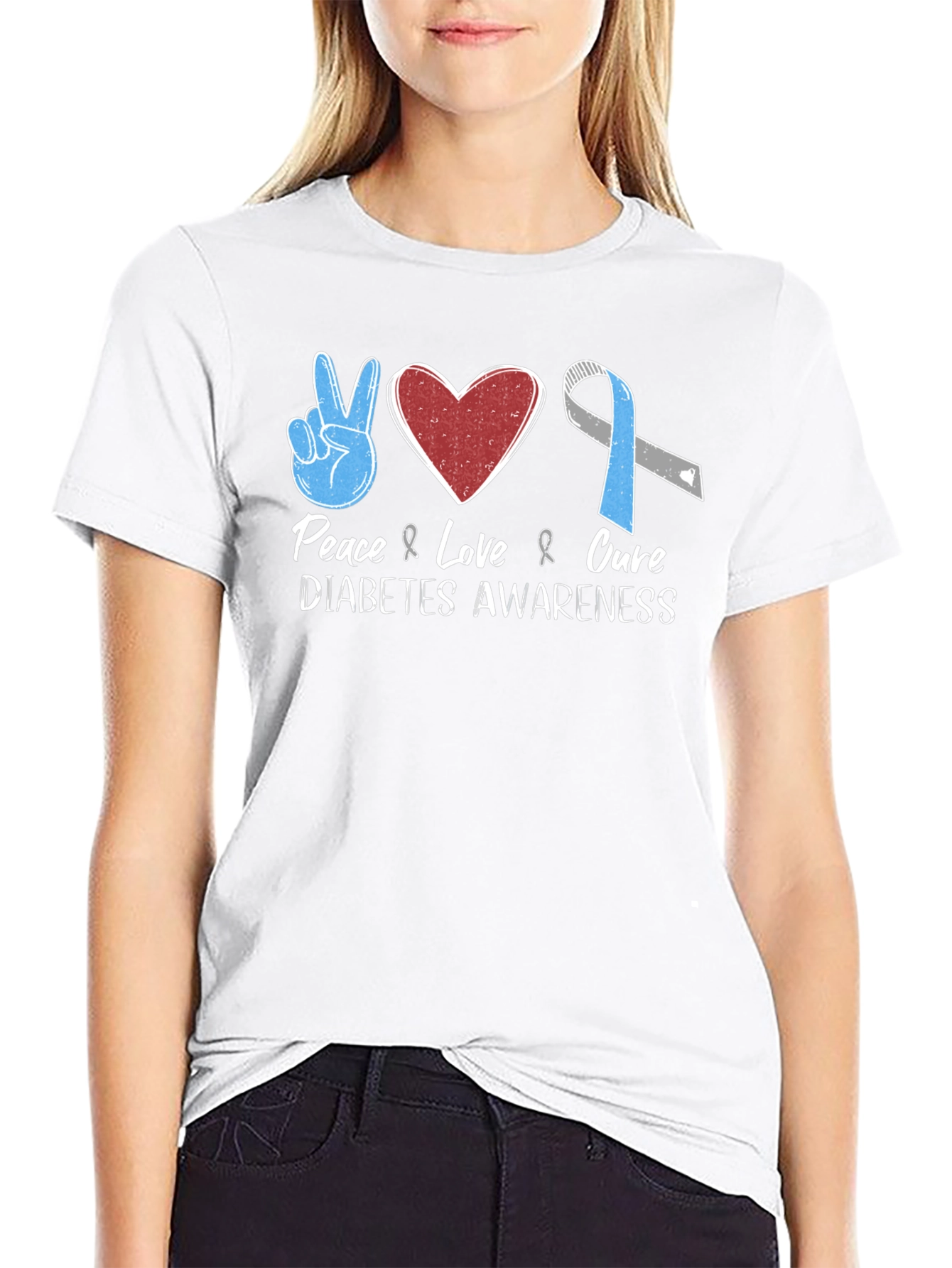 Peace Love Cure Diabetes Awareness T-Shirt