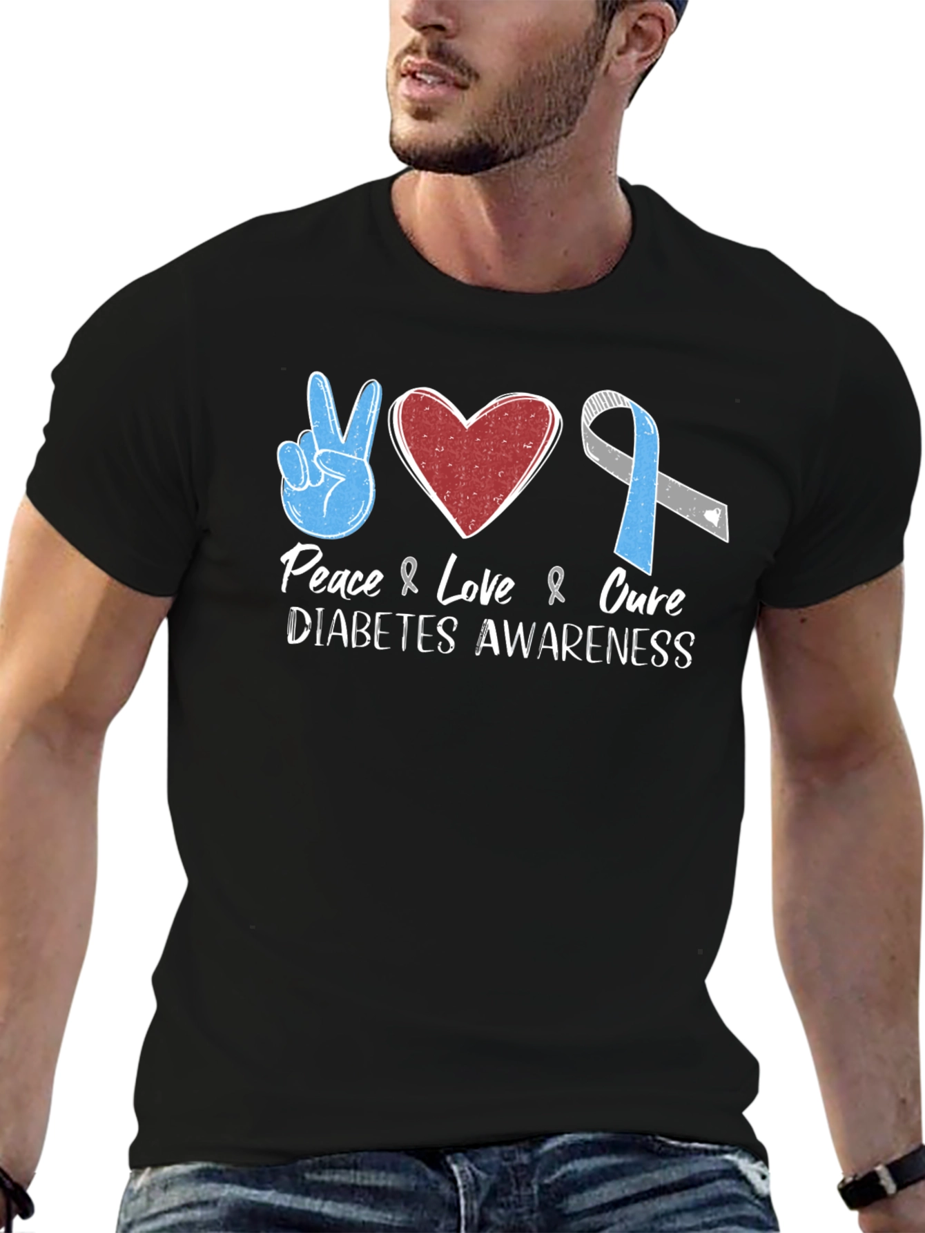 Peace Love Cure Diabetes Awareness T-Shirt