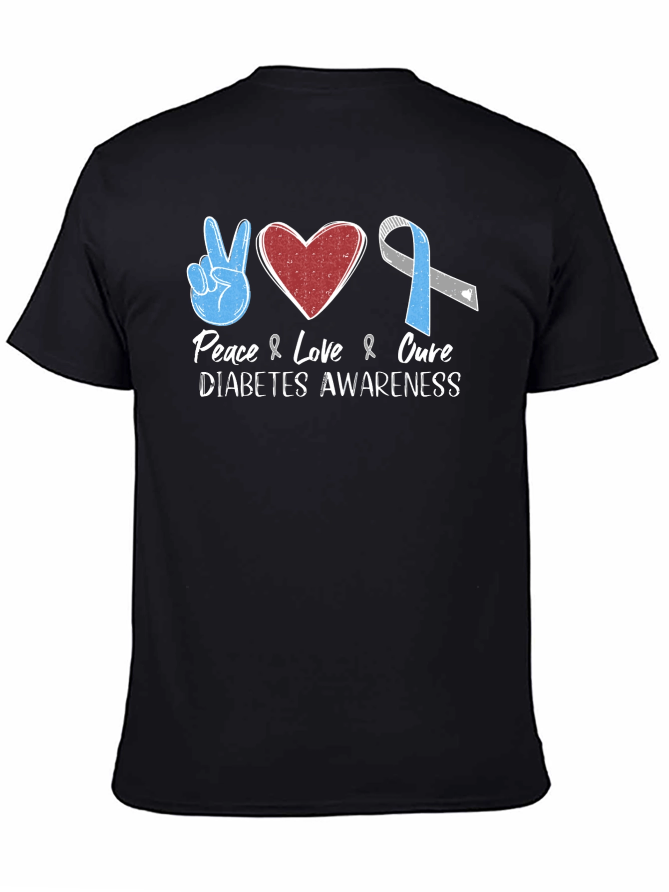 Peace Love Cure Diabetes Awareness T-Shirt