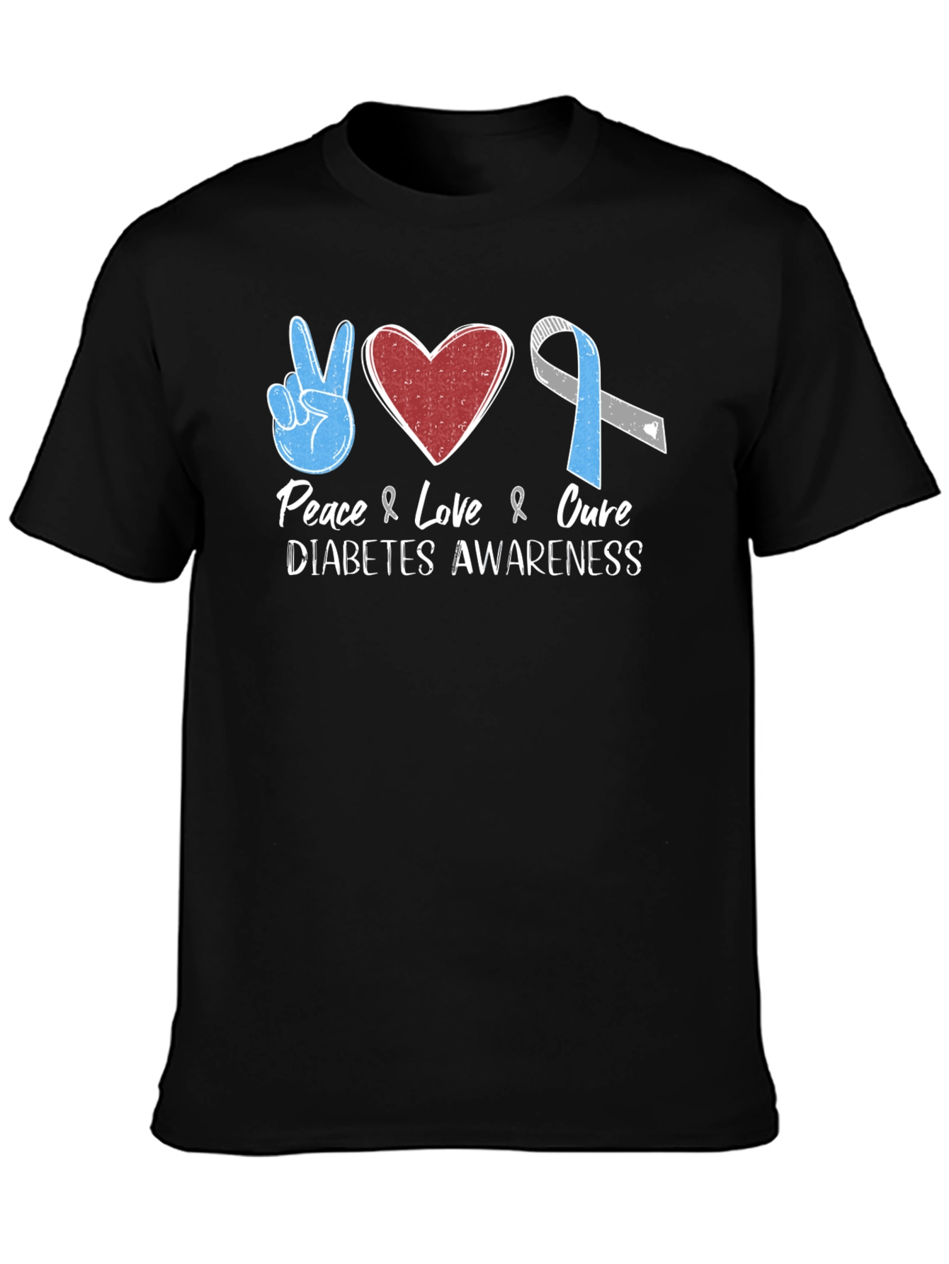 Peace Love Cure Diabetes Awareness T-Shirt