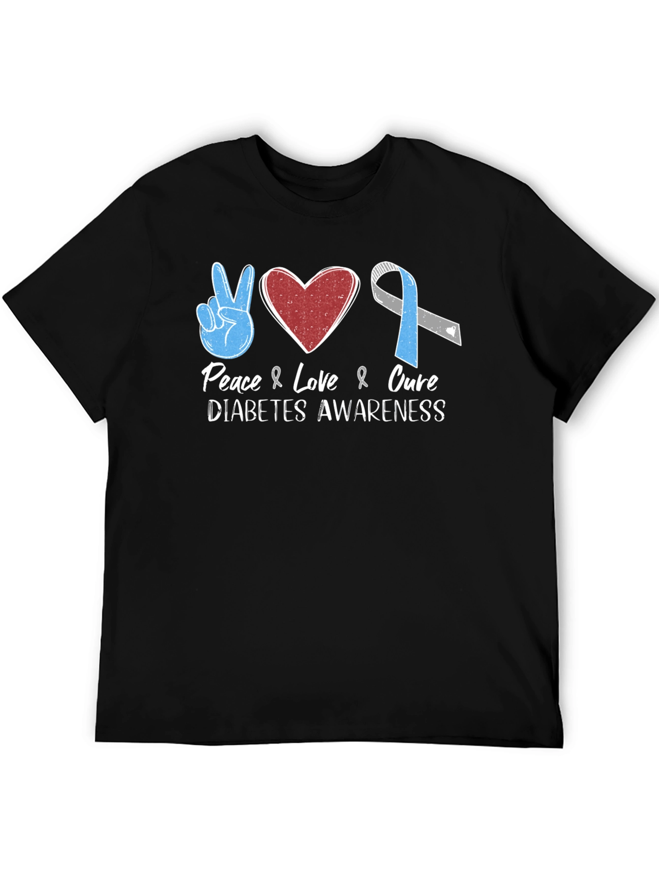 Peace Love Cure Diabetes Awareness T-Shirt