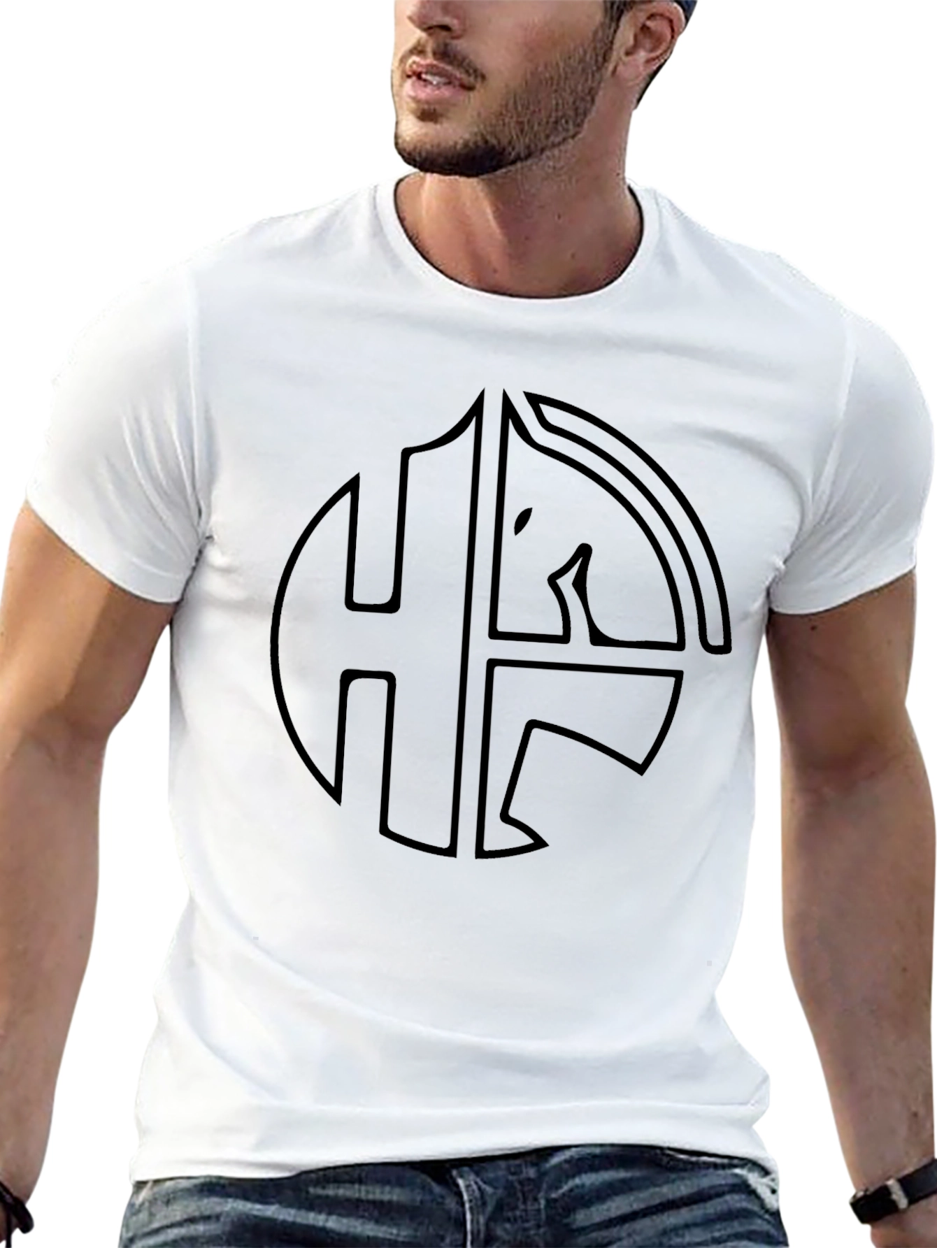 Black Graphic Tee - Abstract Logo Design