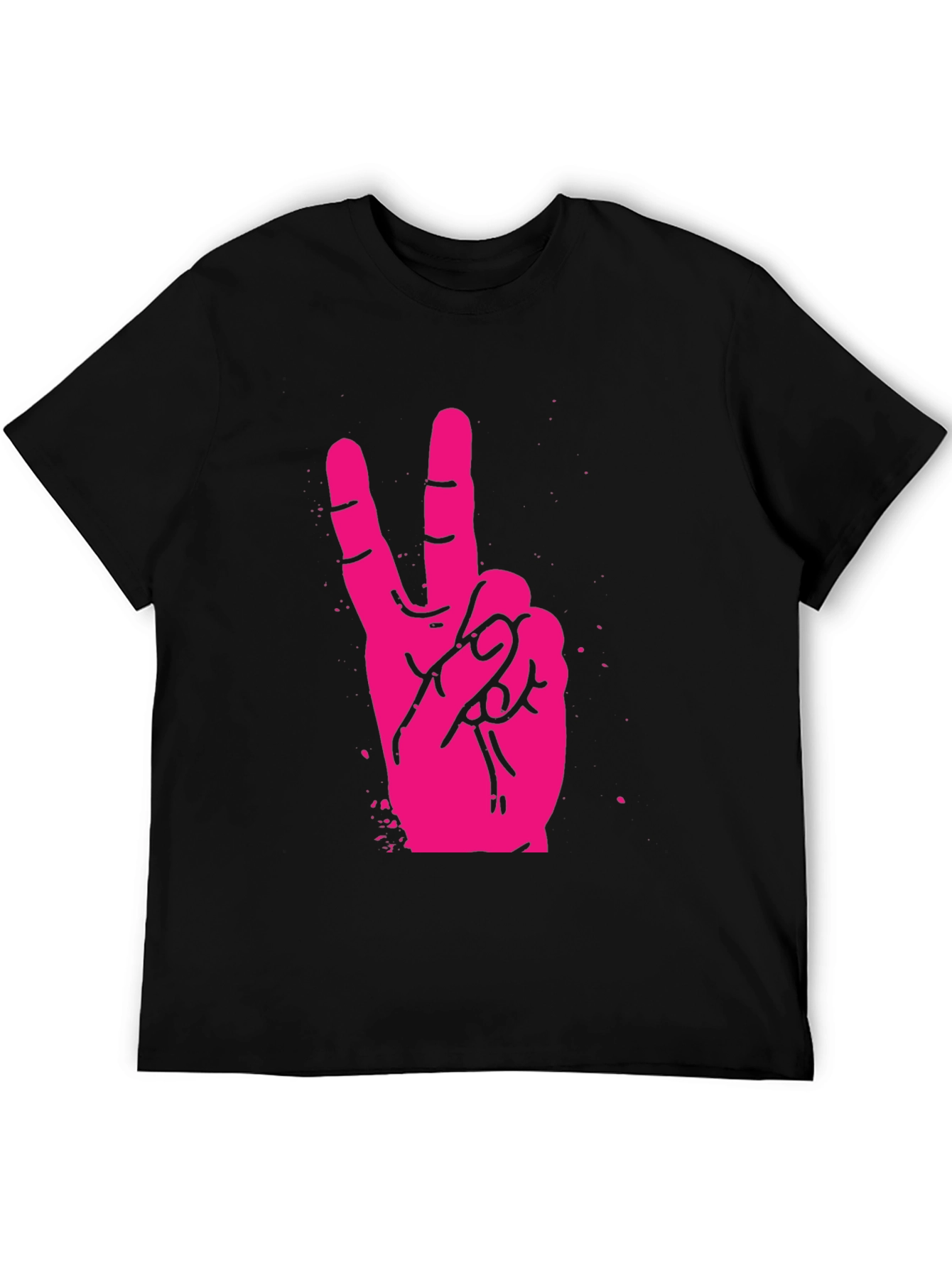 Pink Peace Sign Graphic Black T-Shirt