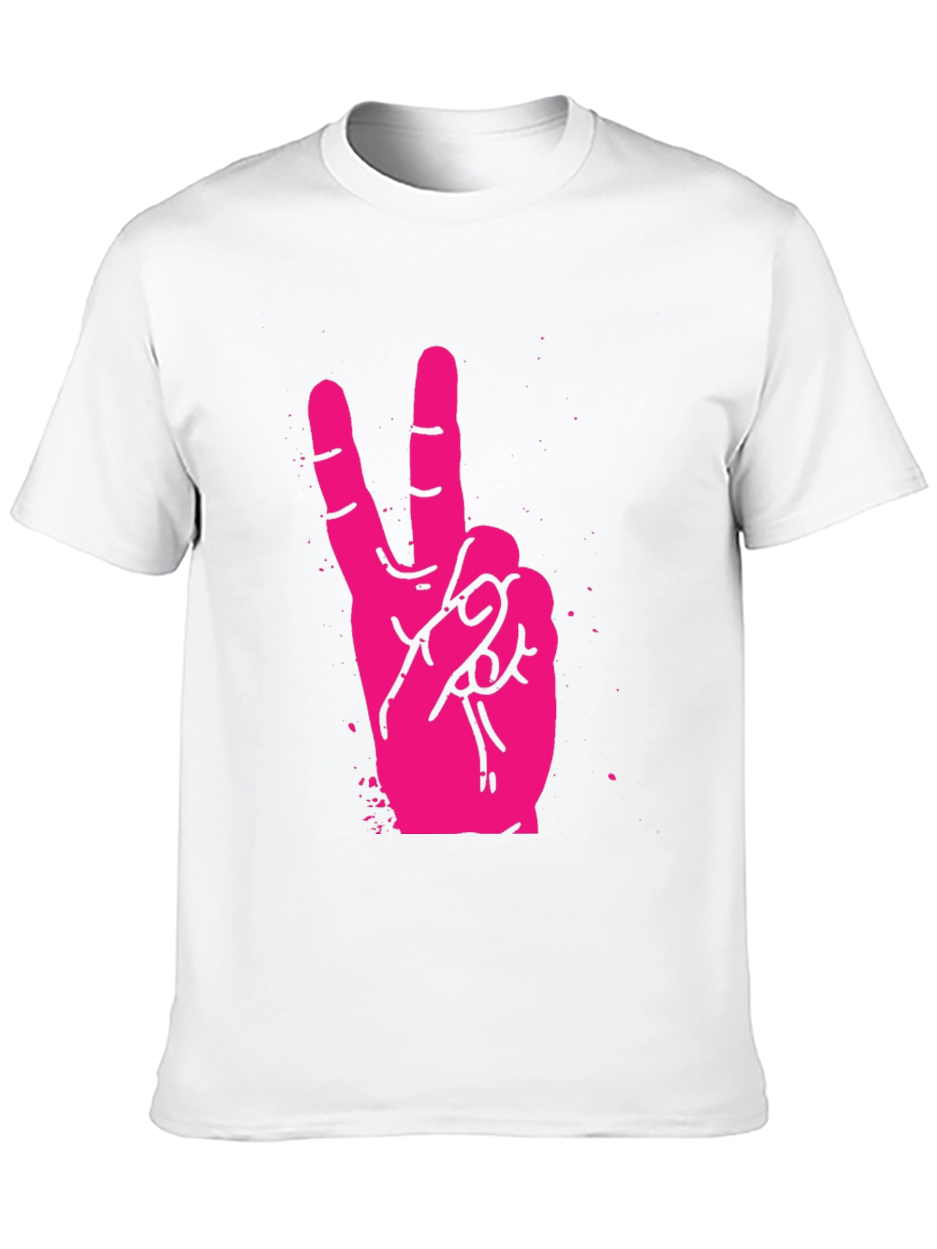 Pink Peace Sign Graphic Black T-Shirt