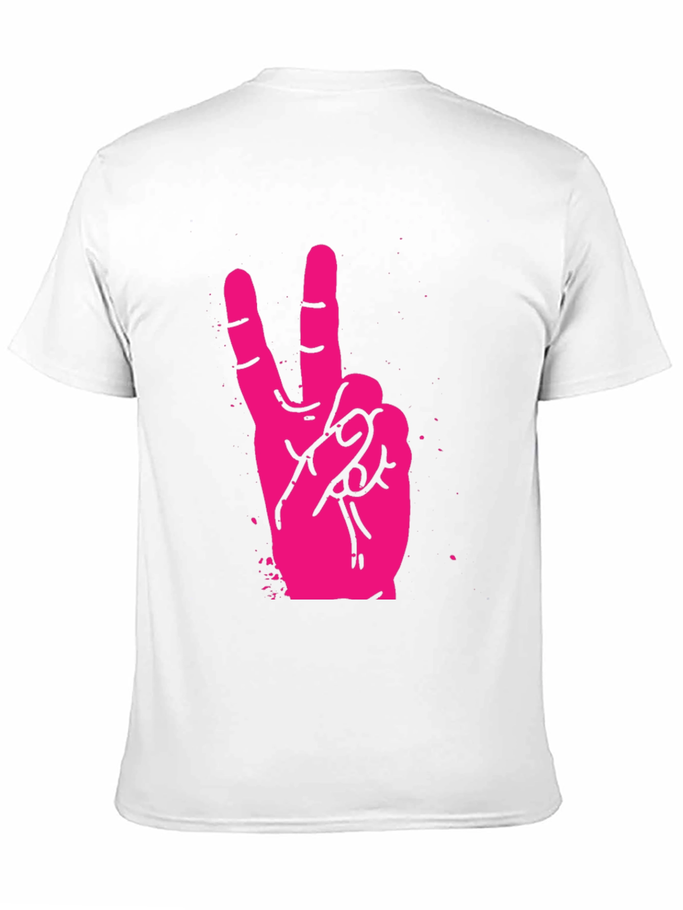 Pink Peace Sign Graphic Black T-Shirt