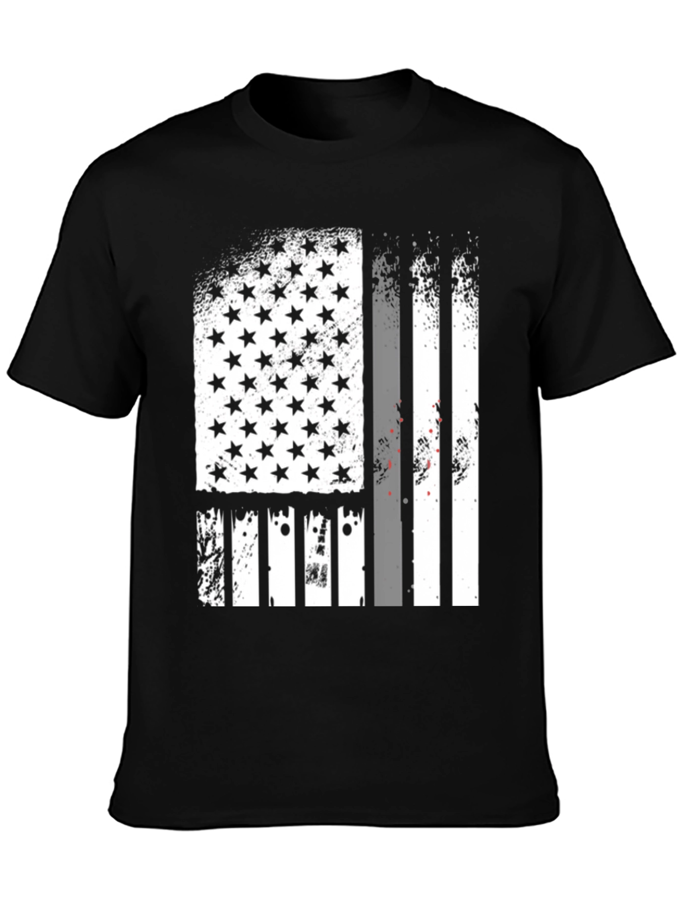 Distressed American Flag Graphic Tee - Black