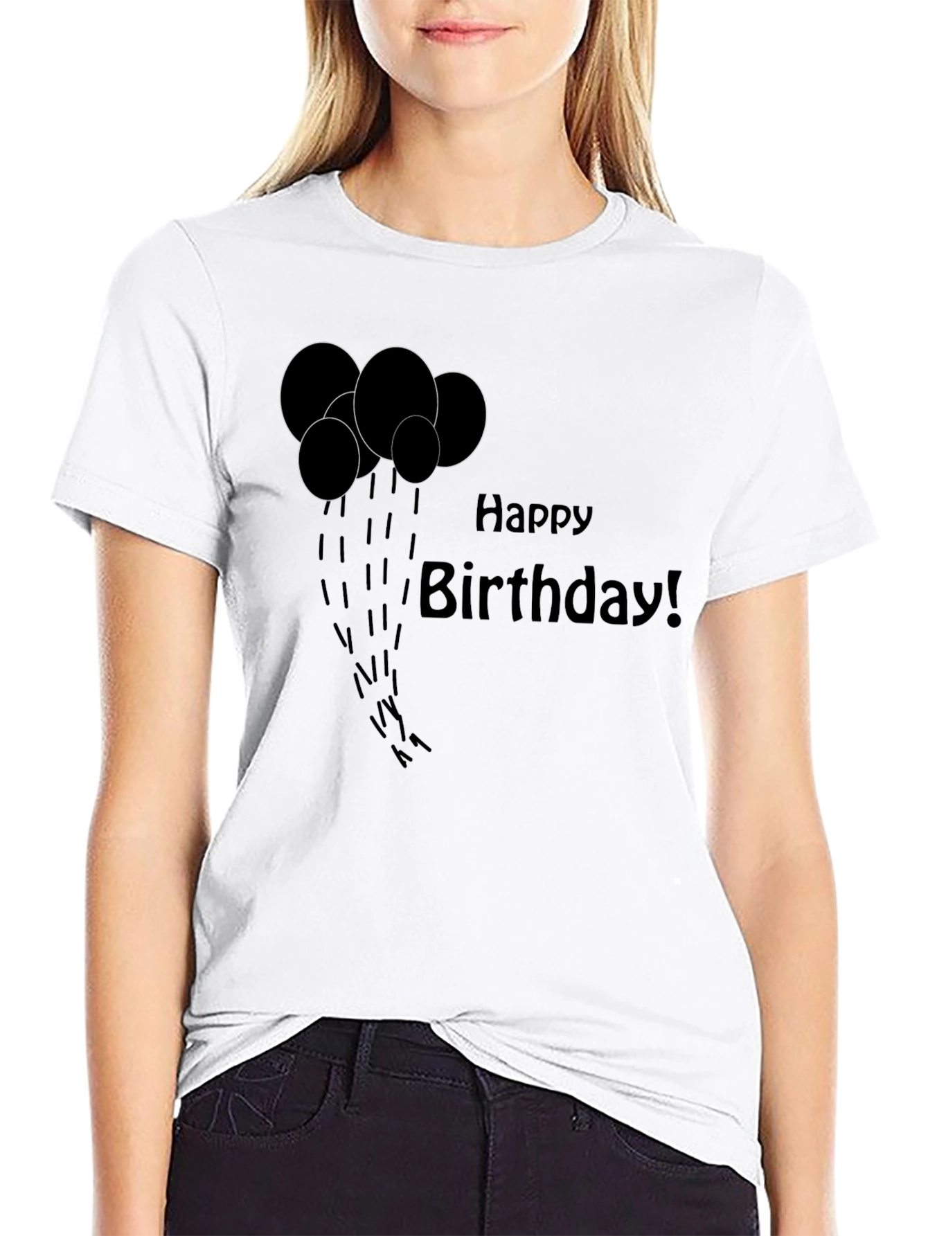Happy Birthday Black Graphic T-Shirt
