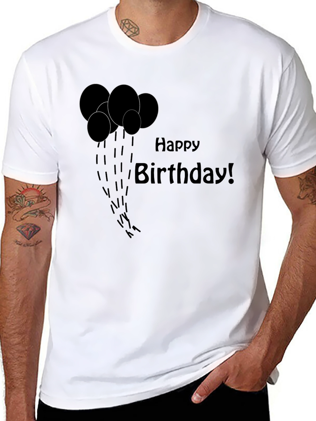 Happy Birthday Black Graphic T-Shirt