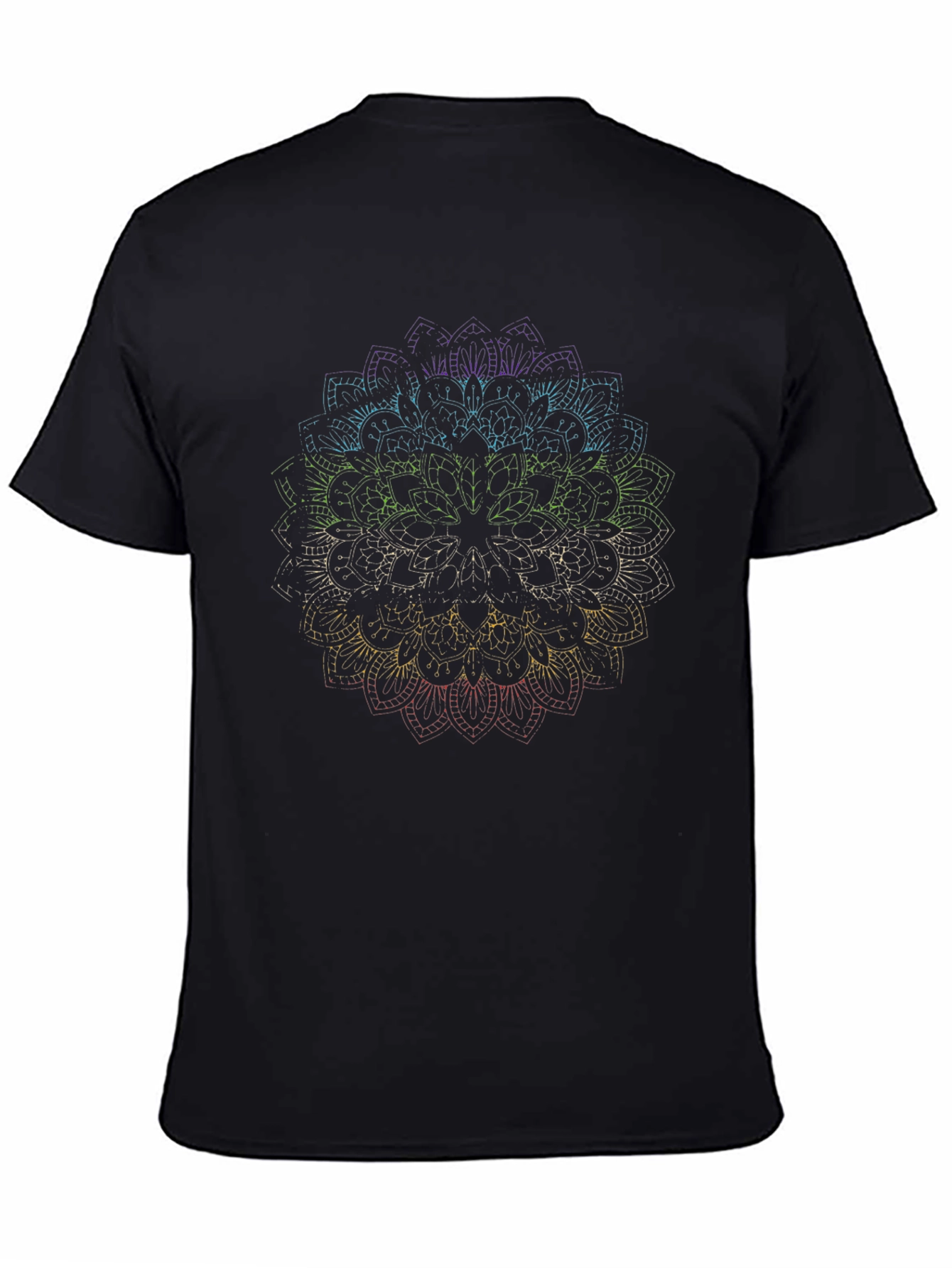 Rainbow Mandala Graphic Black T-Shirt