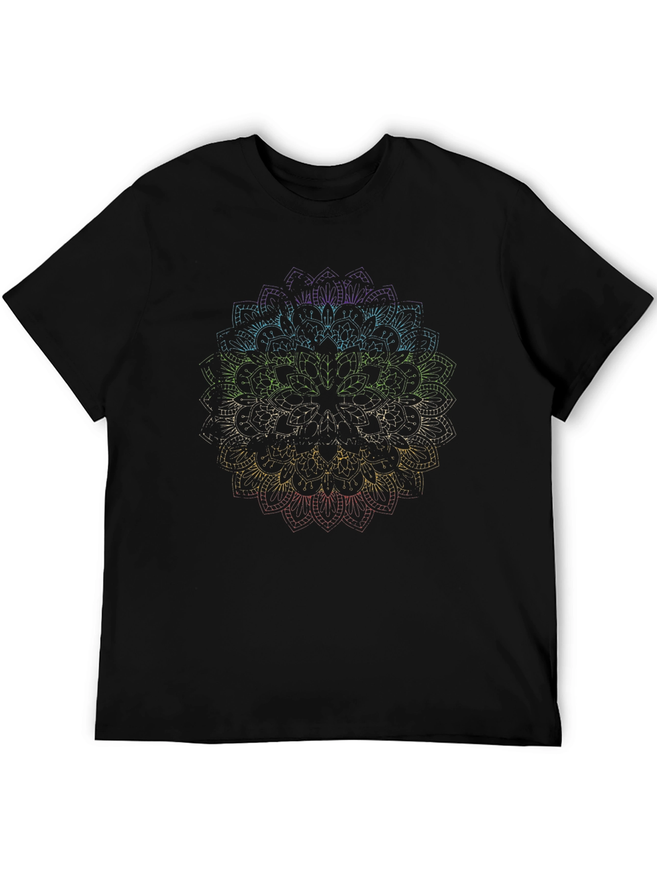 Rainbow Mandala Graphic Black T-Shirt