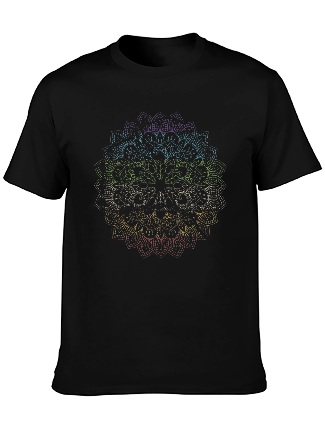 Rainbow Mandala Graphic Black T-Shirt