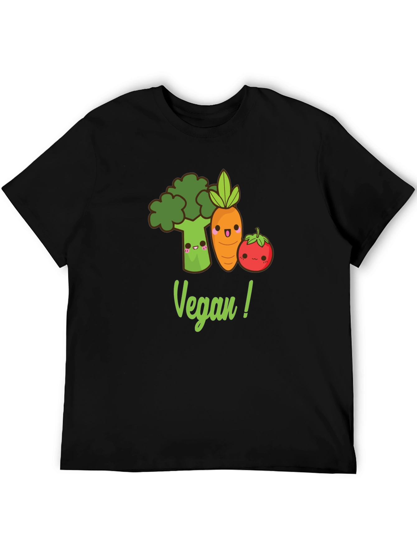 Cute Vegan T-Shirt with Broccoli Carrot & Tomato Design