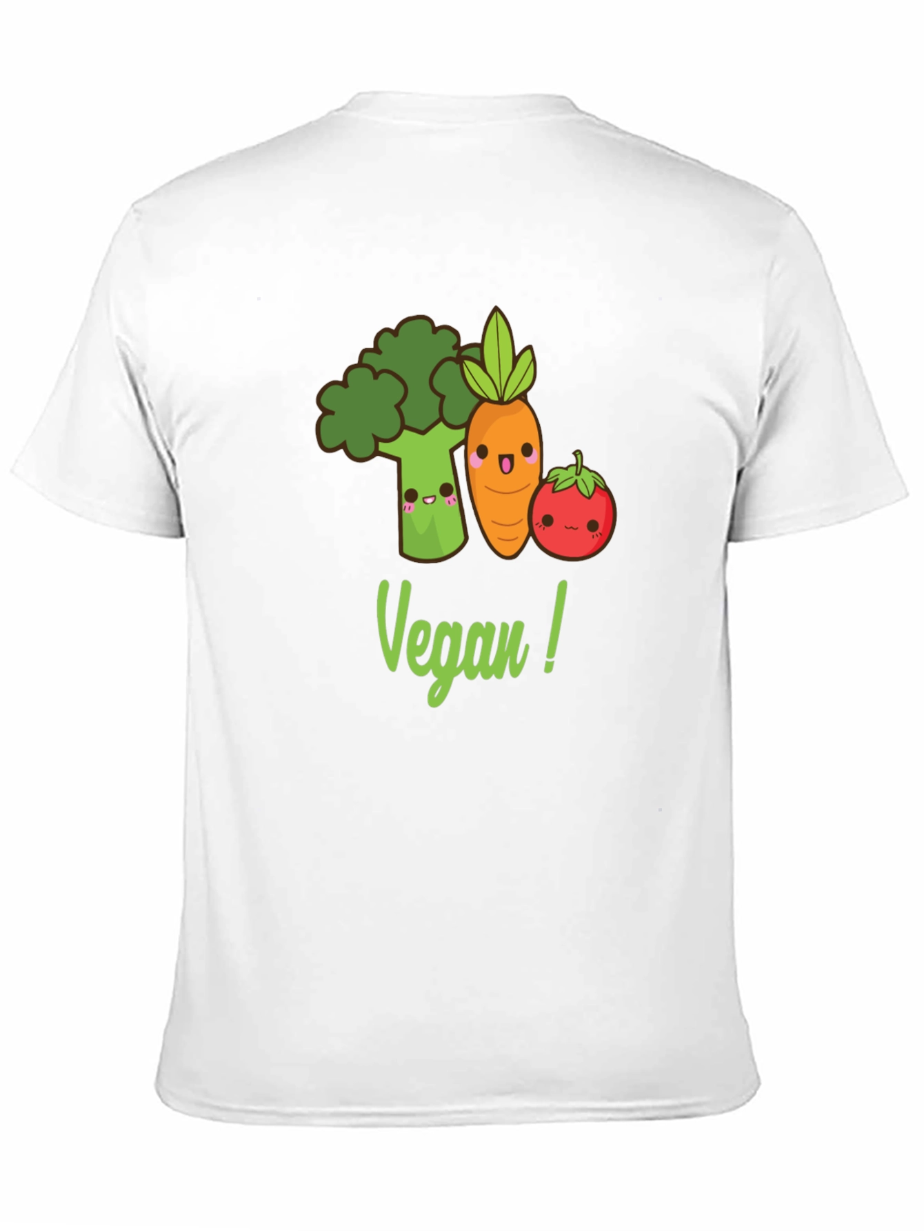 Cute Vegan T-Shirt with Broccoli Carrot & Tomato Design