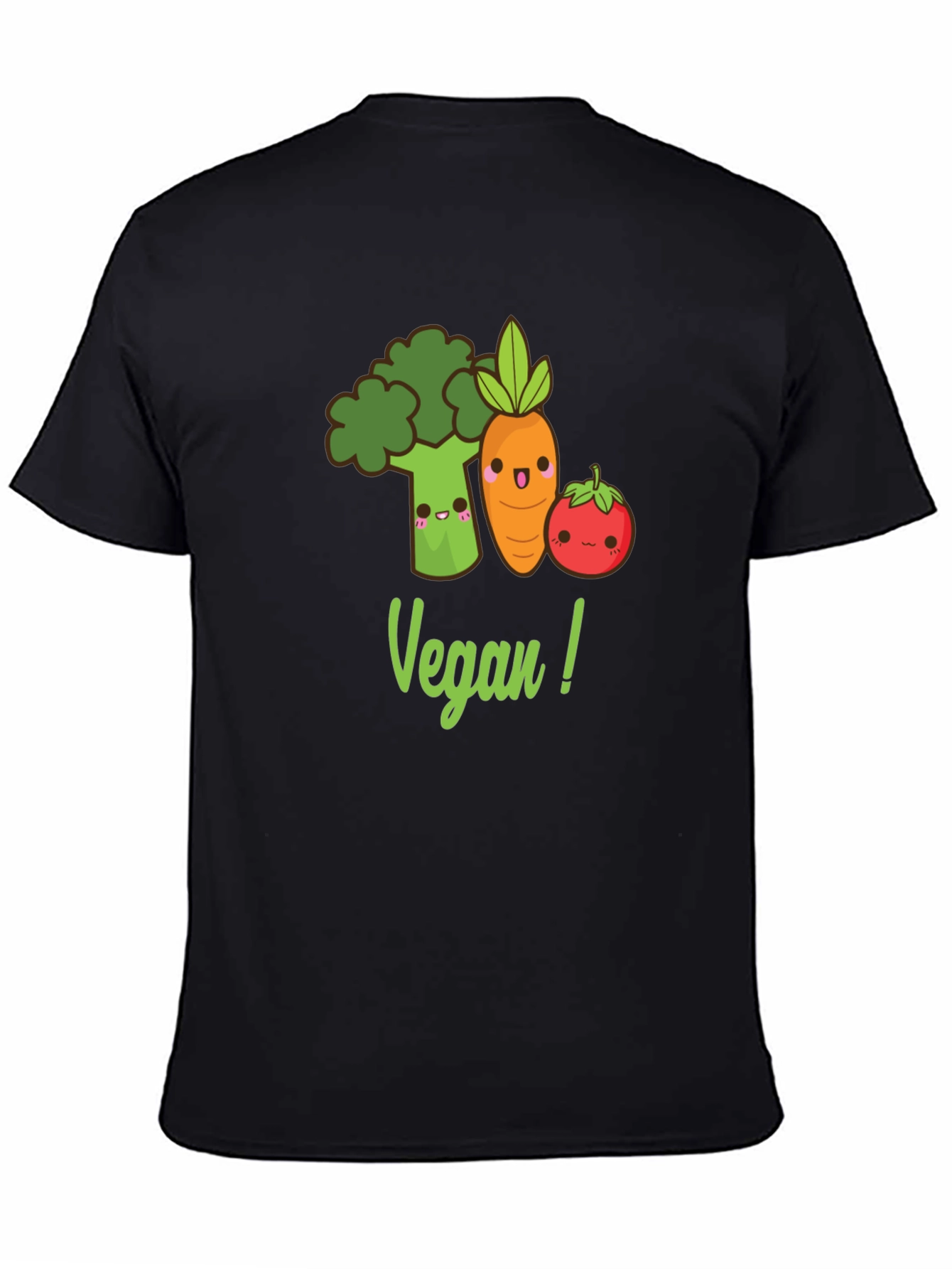 Cute Vegan T-Shirt with Broccoli Carrot & Tomato Design